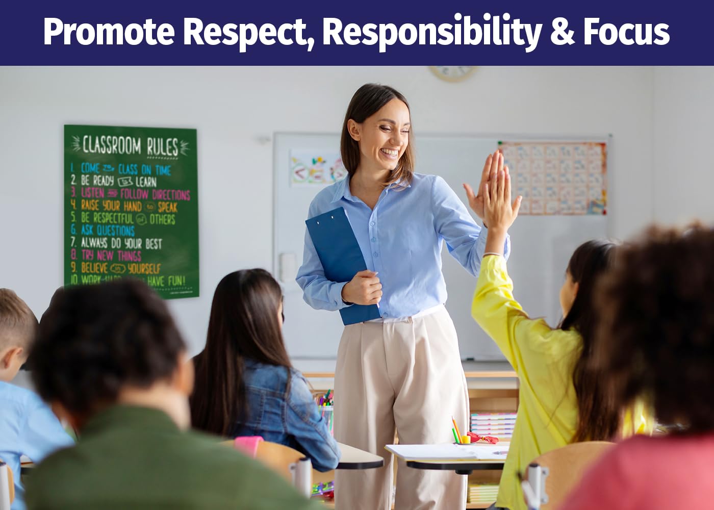 ZOCO - Classroom Rules Poster - Laminated  17x22 Inches - Class Rules Poster for Middle School - Classroom Expectations Poster - Posters for High School Classroom