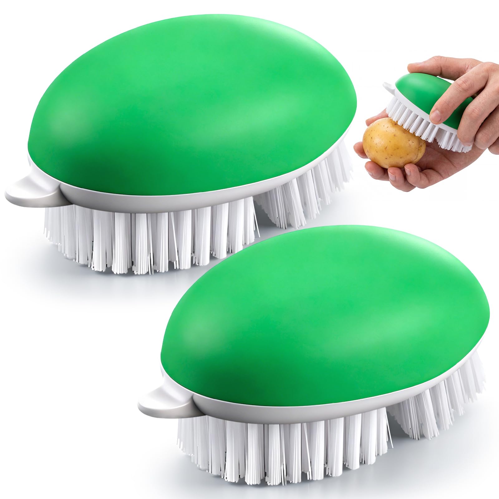 Unittype 2 Pack Fruit and Vegetable Brushes with Grips Potato Scrubber Fruit Cleaning Scrubber Brush Handy Kitchen Gadget Ideal 