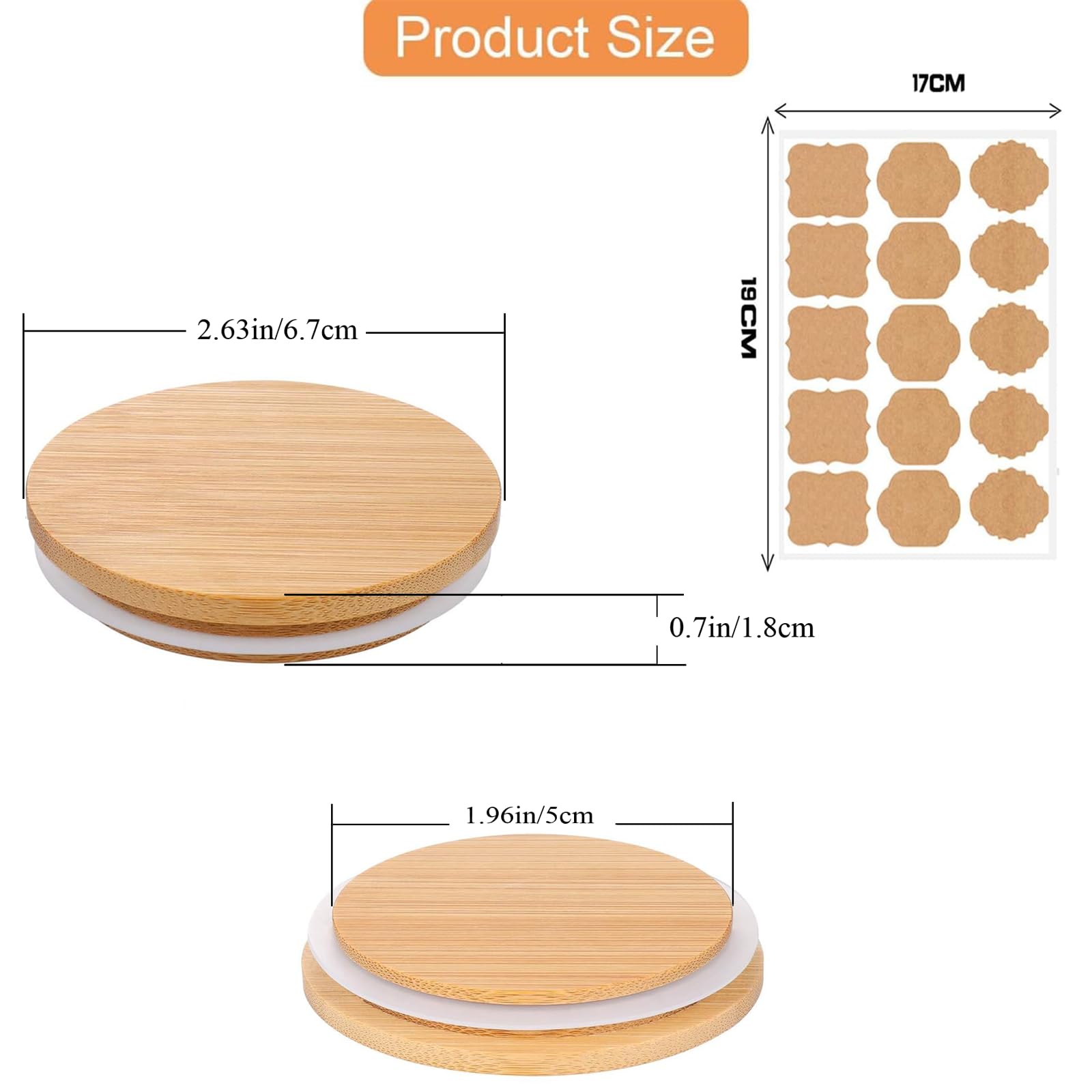 Fanshuge Oui Yogurt Jar Lids - 8PCS Reusable Silicone Lids for 5oz Jars, Bamboo Material, Airtight Seal