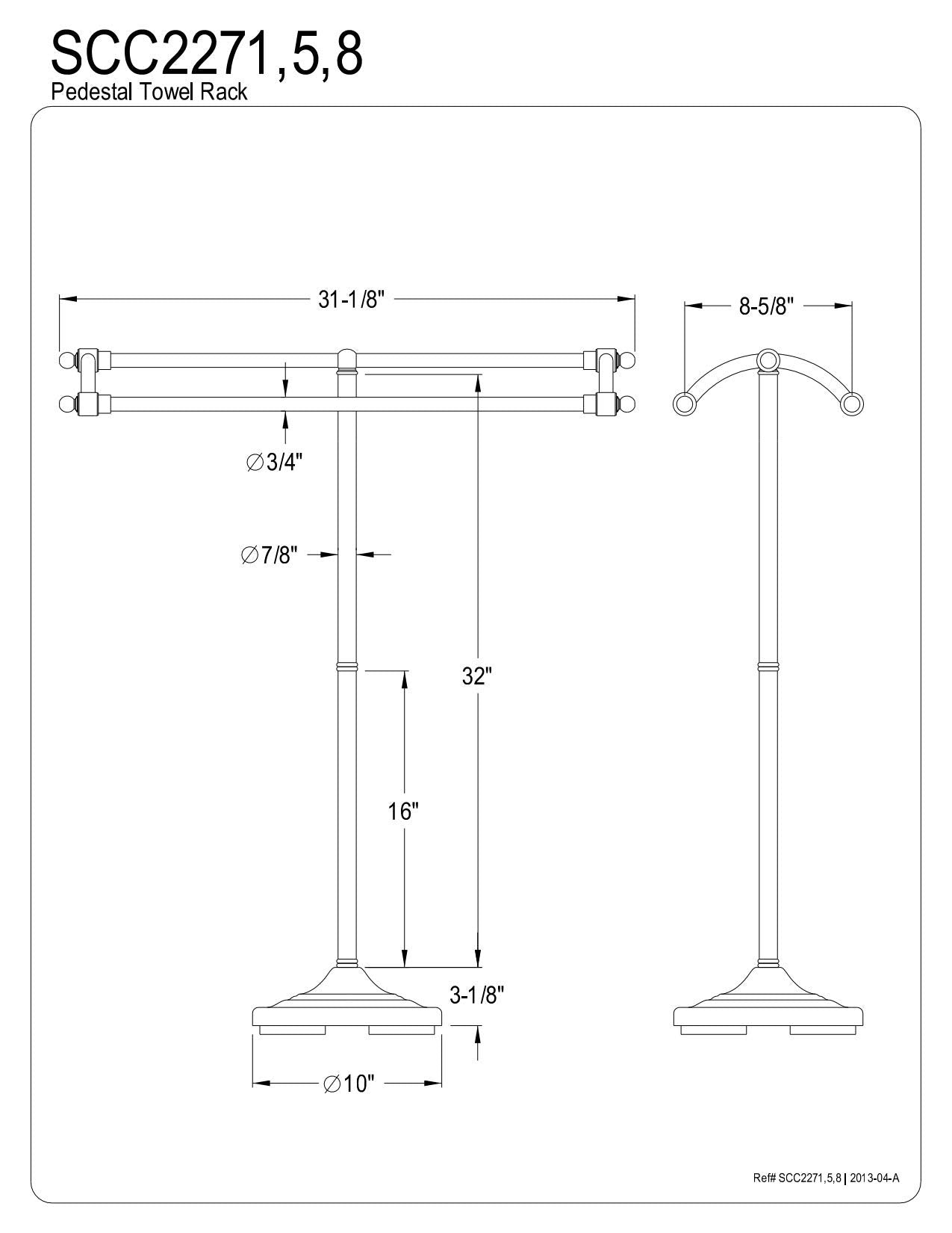Kingston Brass SCC2278 Pedestal Round Plate Towel Rack  Brushed Nickel
