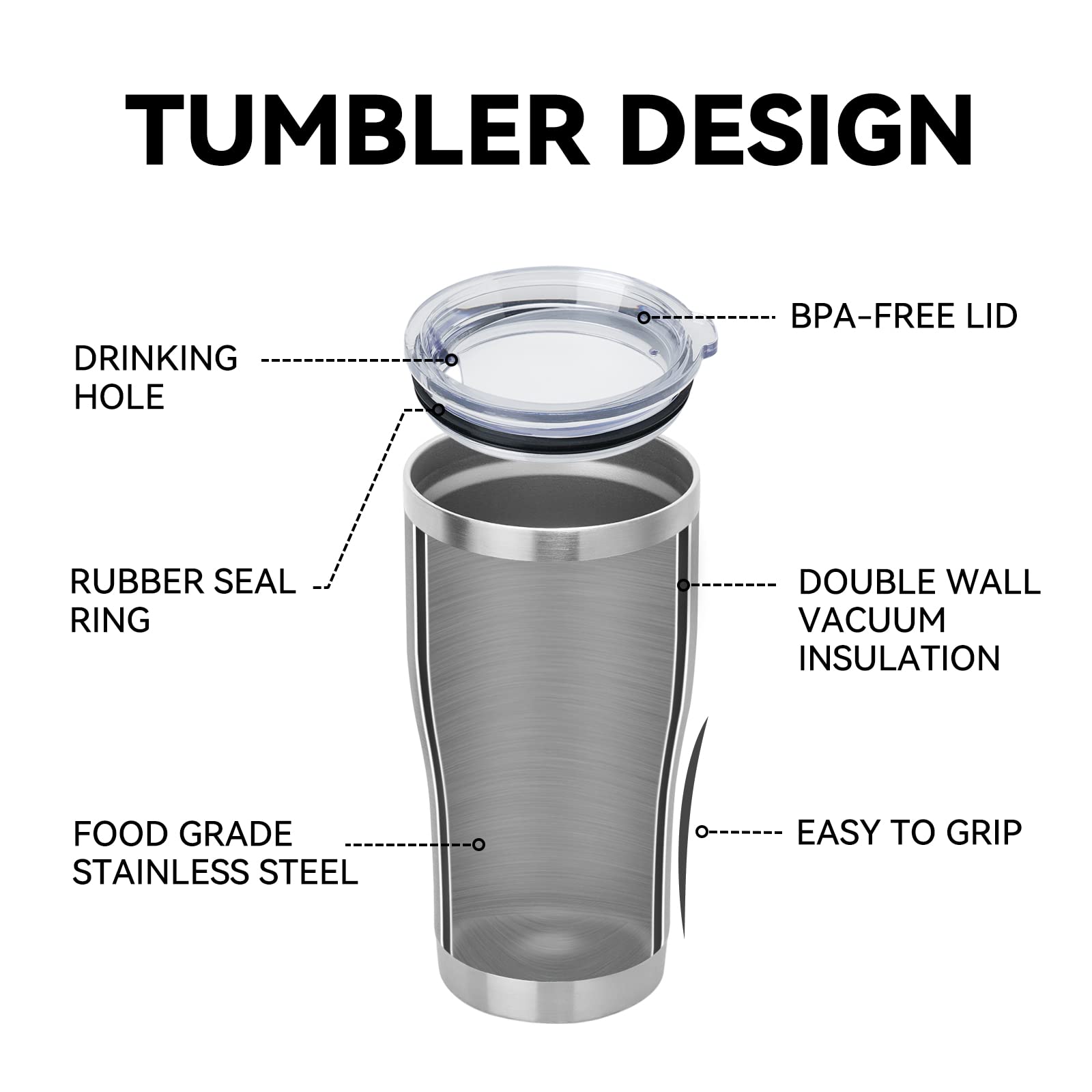 Domicare 20Oz Tumbler With Lid Stainless Steel Tumblers Bulk, Double Wall Vacuum Insulated Coffee Travel Mug, 12 Pack Stainless