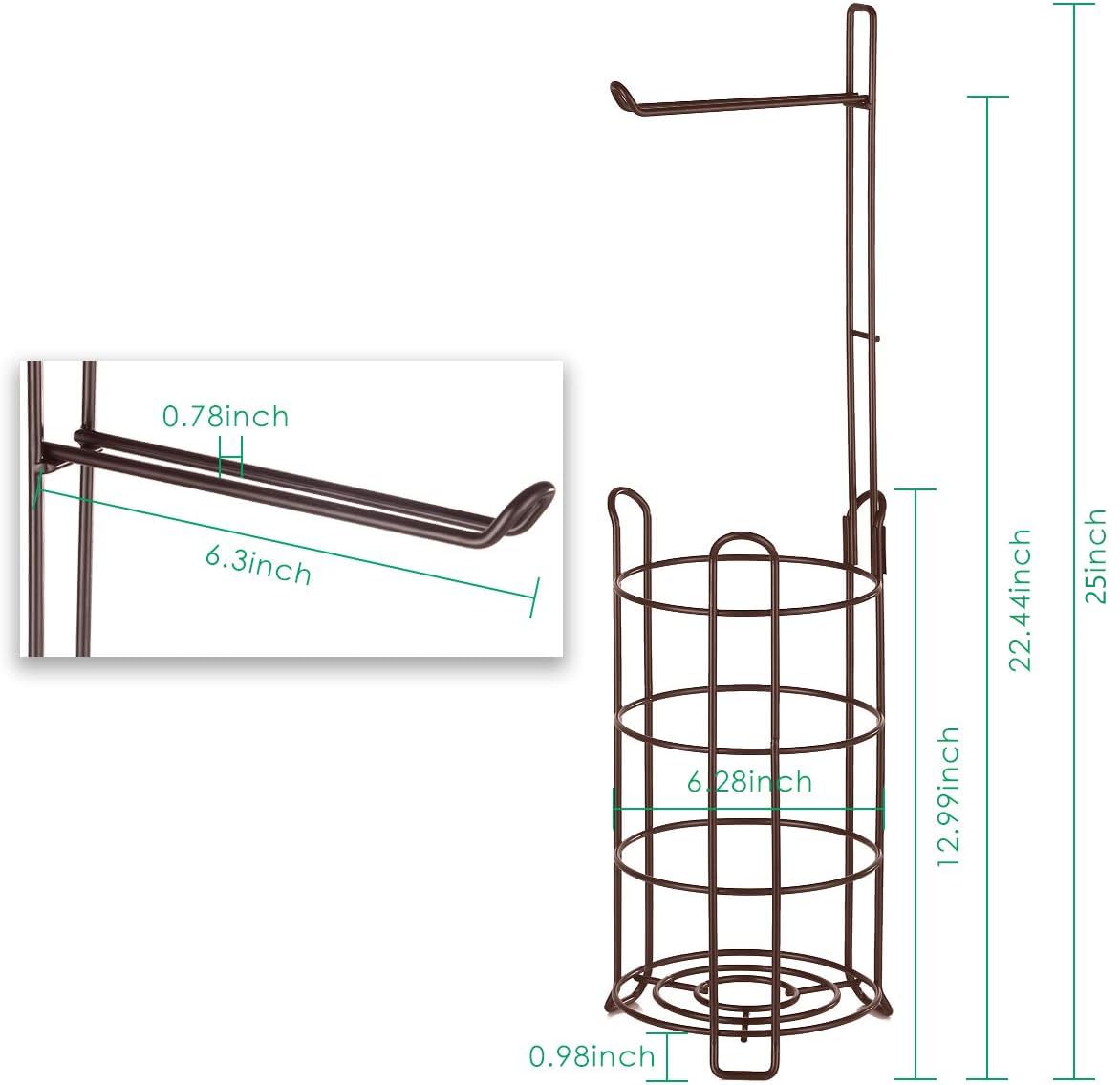 TomCare Toilet Paper Holder Toilet Paper Stand and Dispenser for 4 Mega Rolls Metal Wire Free-Standing Toilet Tissue Paper Roll Storage Shelf Bathroom Accessories Storage Organizer Bronze