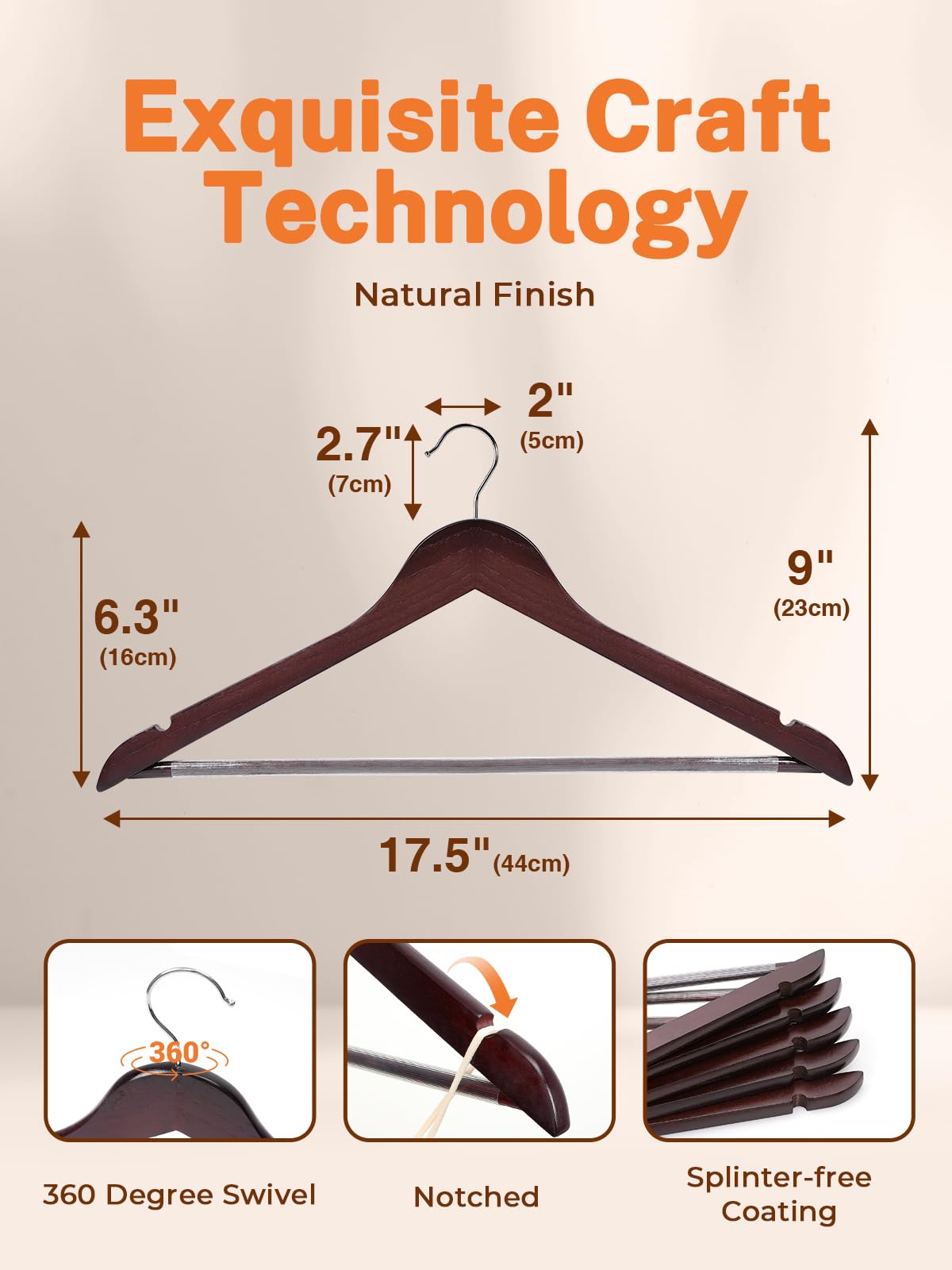 House Day Wooden Hangers 20 Pack Wood Clothes Hangers Smooth Finish Wooden Coat Hangers For Closet Heavy Duty Hangers Cherry Woo