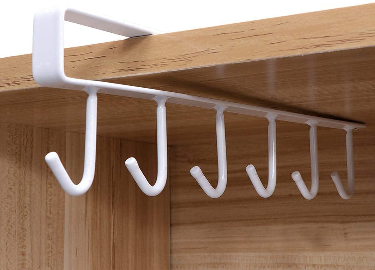 Kps Hook Hanger, Mug Holder Under Cabinet Rack Shelf, Organizer Stand For Kitchen Counter, Cabinet, Table With 6 Hooks