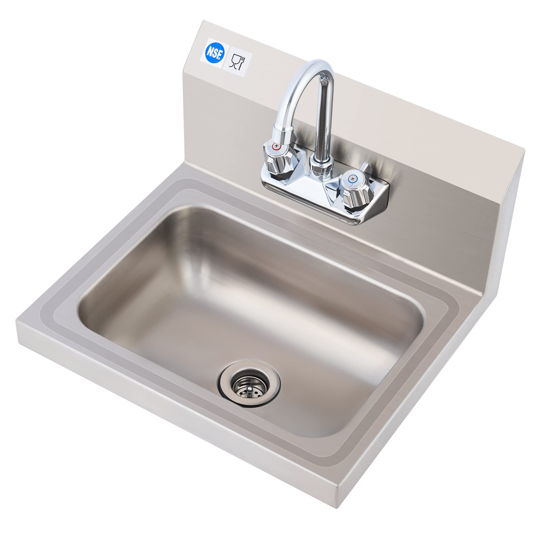 Wilprep Commercial Stainless Steel Sink For Hand Washing, Nsf Commercial Utility Sink With Gooseneck Faucet, Wall Mount Kitchen