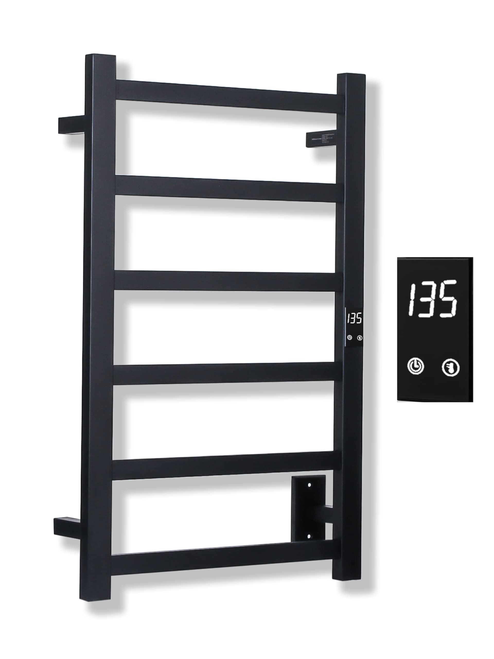 Topdattion Electric Towel Warmer | Super Thin | with Timer & Temperature Multi-Level Adjustments | Hardwired & Plug-in | 6 Bar |