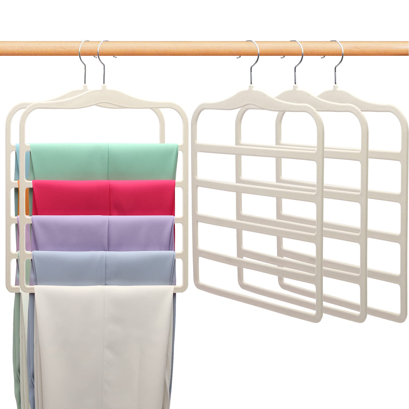 Closet Organizers And Storage,5 Pack Velvet Pants-Hangers-Space-Saving,Non Silp 5 Tier Organization-And-Storage Clothes-Hanger F