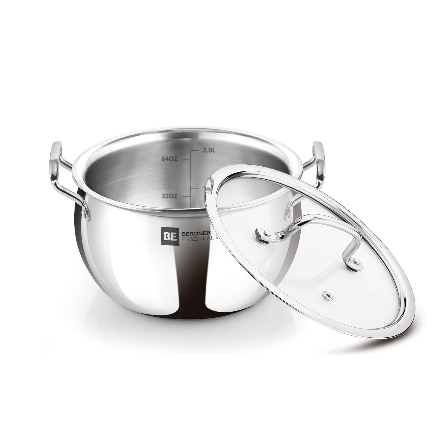 Bergner Be Essentials Triply Stainless Steel 16Cm Rice Handi With Lid, Small Rice Handi With Handle, Even Heat Distribution, Non