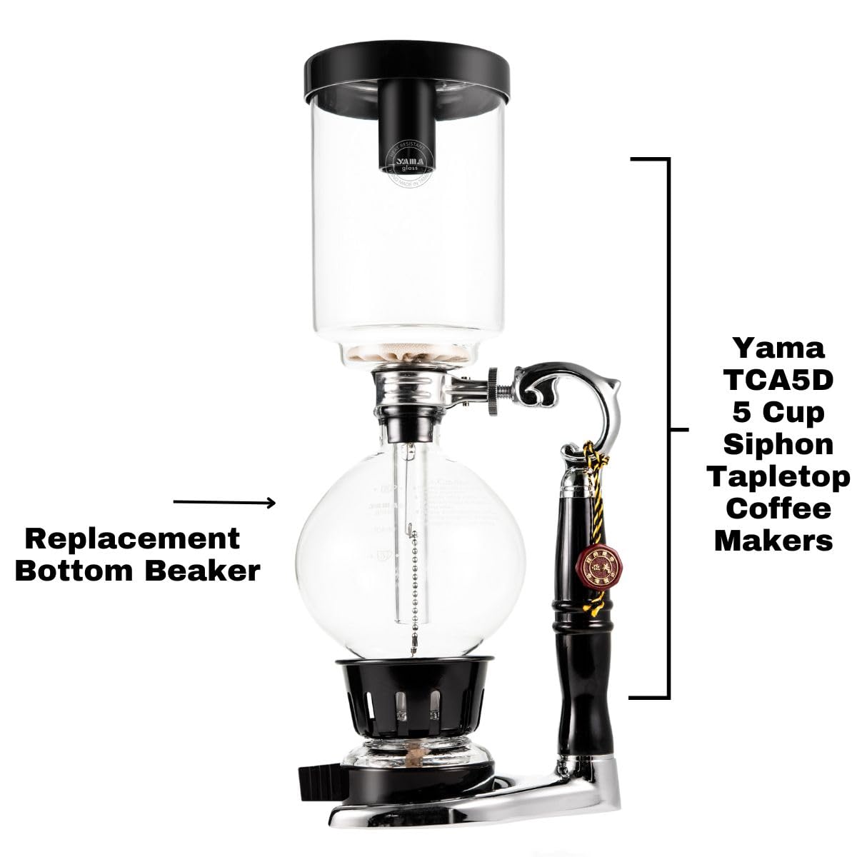Yama Tca5D Borosilicate Glass Bottom Beaker Replacement For 5 Cup Table Top Siphon Coffee Maker