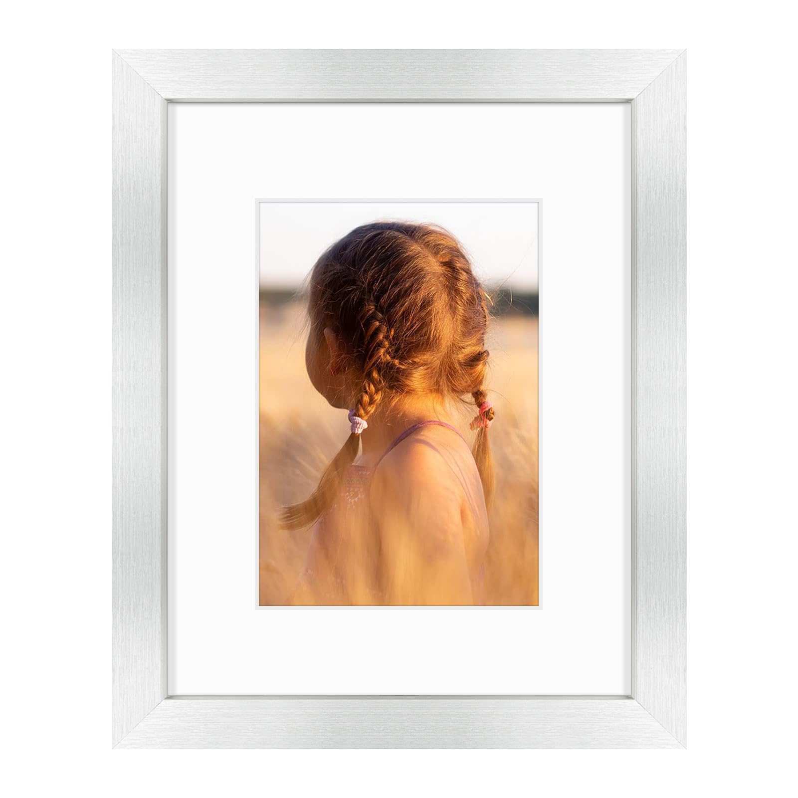 Golden State Art, 8x10 Picture Frame with Mat for 5x7 Photo - High Definition Glass Wall Mounting or Tabletop Display (Silver, 1