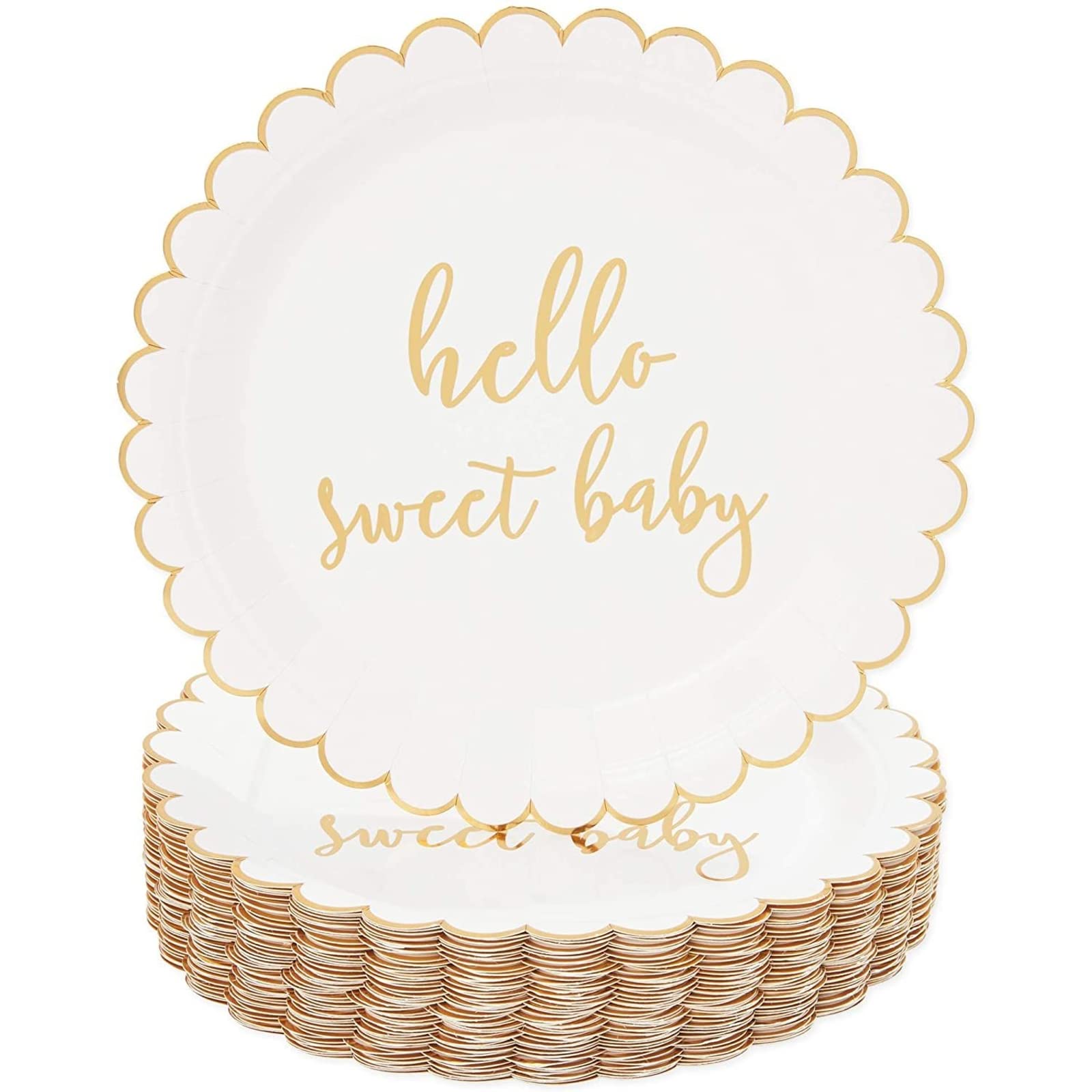 Sparkle And Bash 48 Pack Of Hello Sweet Baby Paper Plates For Baby Shower (9 Inches)