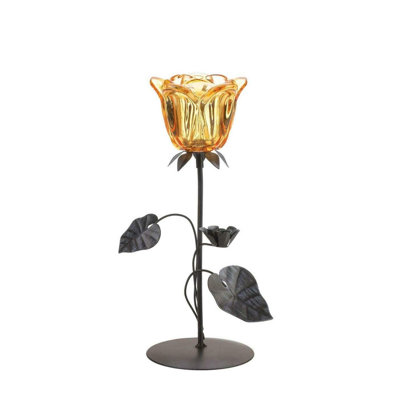 Gallery of Light 10018780 Amber Floral Candleholder, Multicolor
