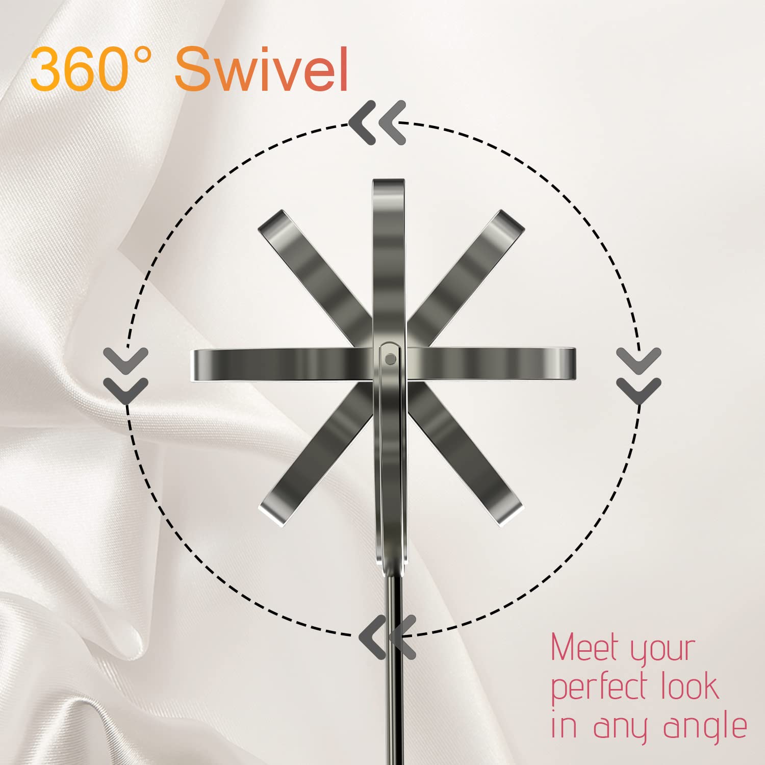 8'' Lighted Makeup Mirror with Magnification  1X/10X Magnifying Lighted Vanity Mirror  Double Sided 360 Swivel USB Rechargeable  3 Colors Dimmable Lightning Mirror with 52 LEDs Brush Nickle