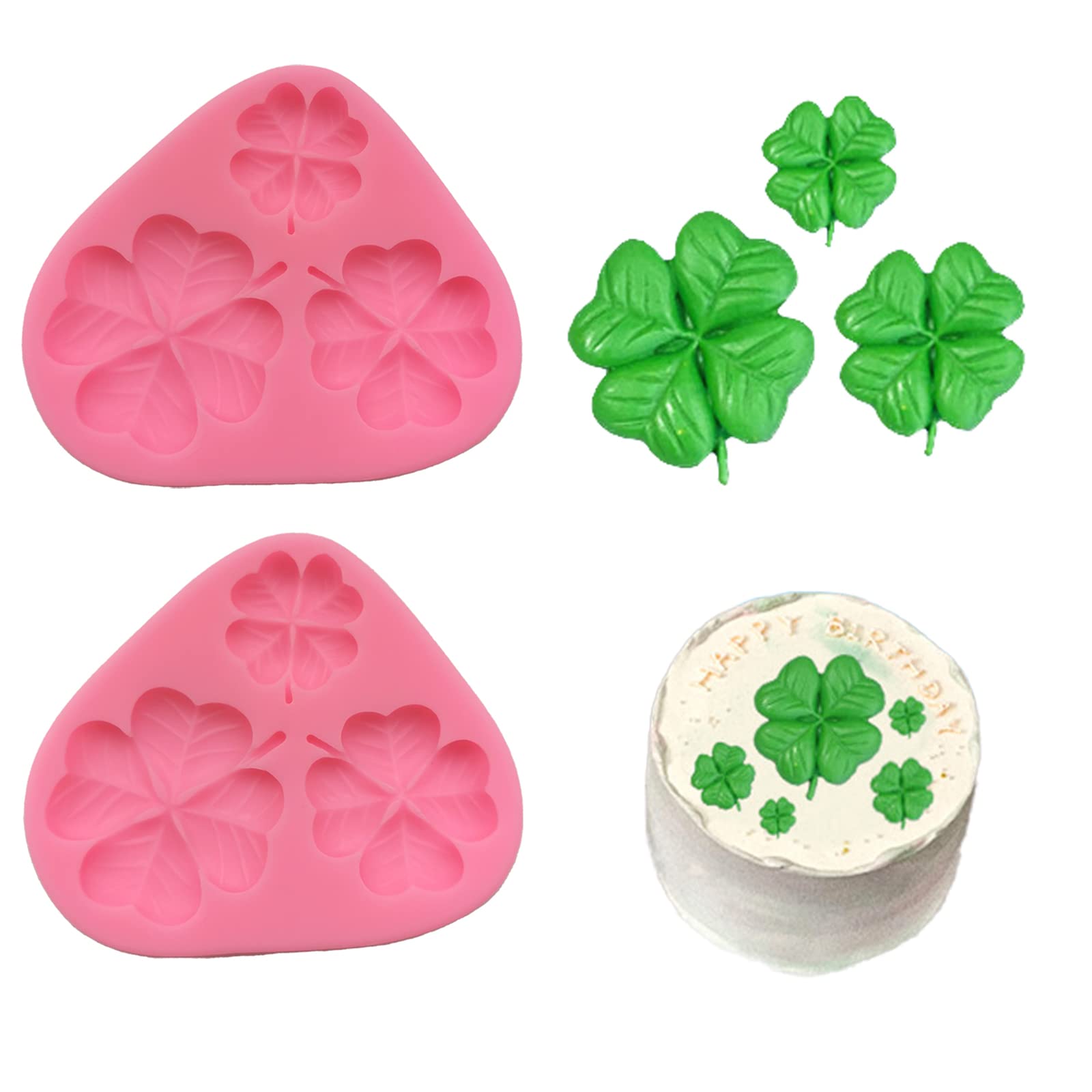 2Pcs Four Leaf Clover Silicone Molds For Cake Cupcake Decoration, Premium Fondant Chocolate Mold For Diy Candy Cookie Jelly Suga