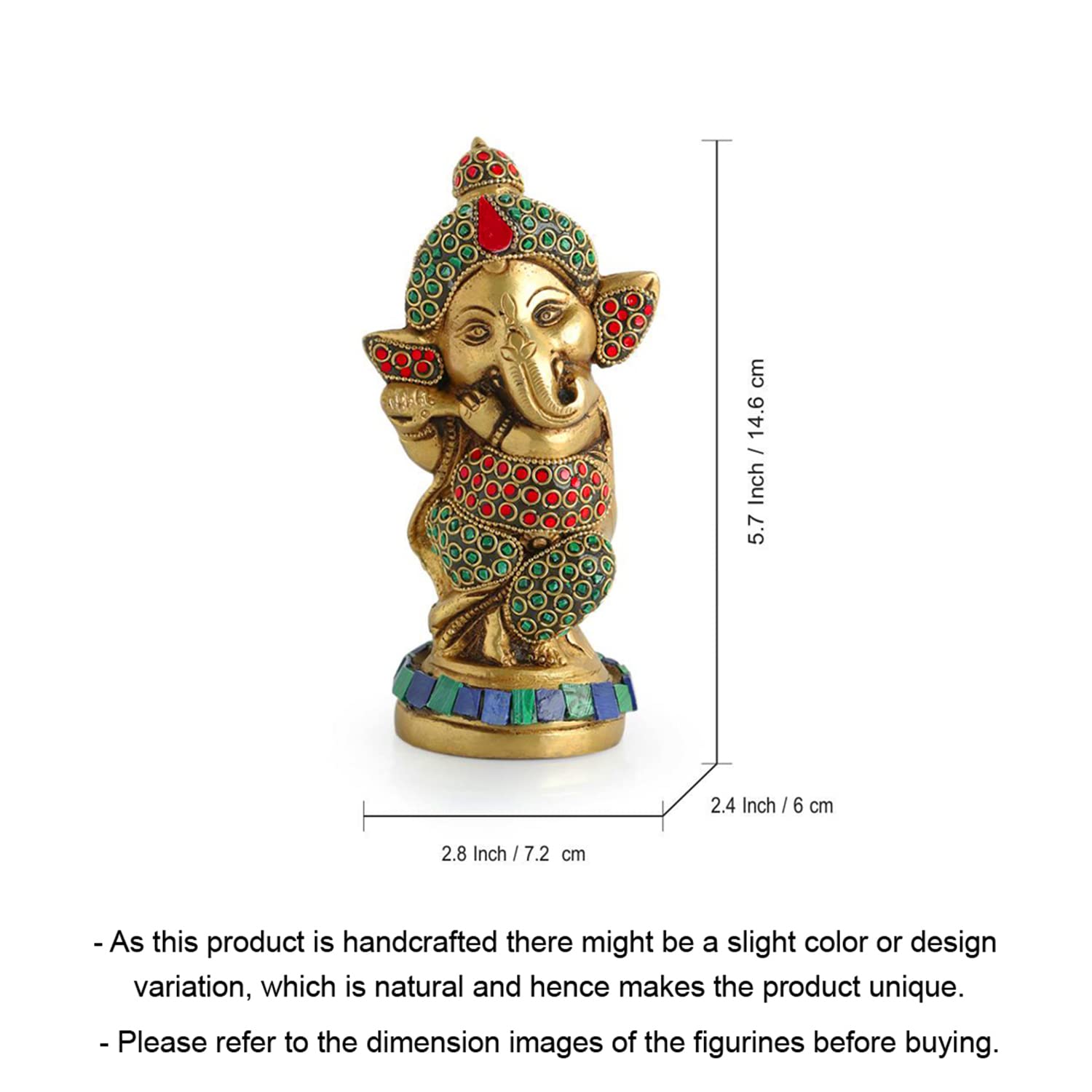 Exclusivelane Englighted Ganesha Idol For Home Dcor (Pure Brass, 0.9 Kg) | Lord Ganesh For Pooja Room, Murti, Statue, Ganpati