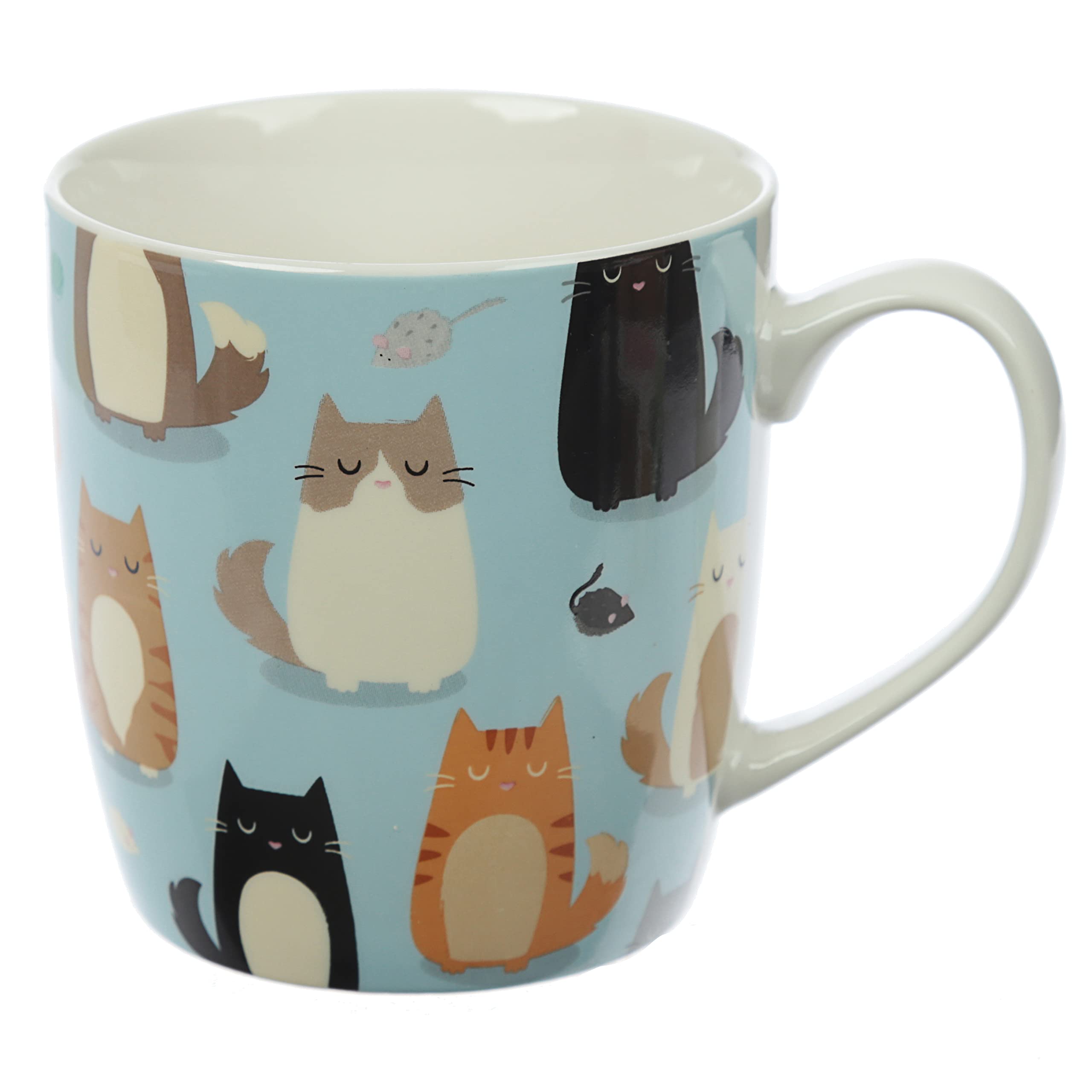 Puckator Cute Cat Bone China Mug, Mixed, Height 9cm Width 12cm Depth 8.5cm