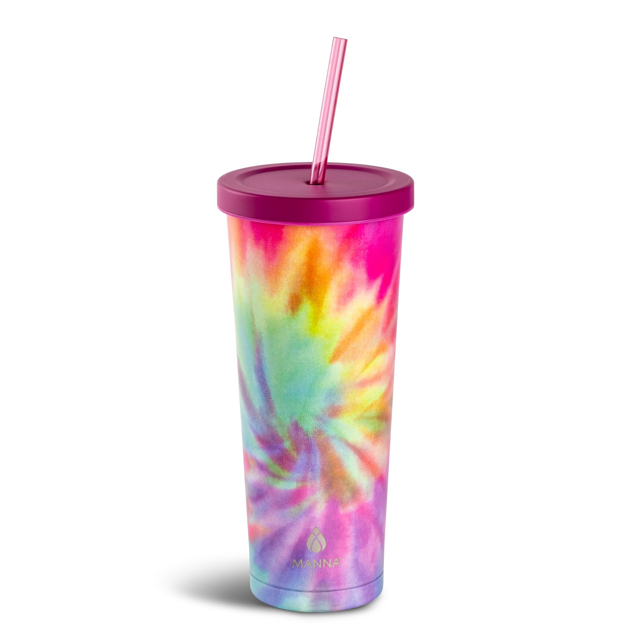 Manna Chilly Doublewall Vacuum Insulated Stainless Steel Tumbler with Splashproof Lid and Reusable Tritan Straw  24 Oz  Brig