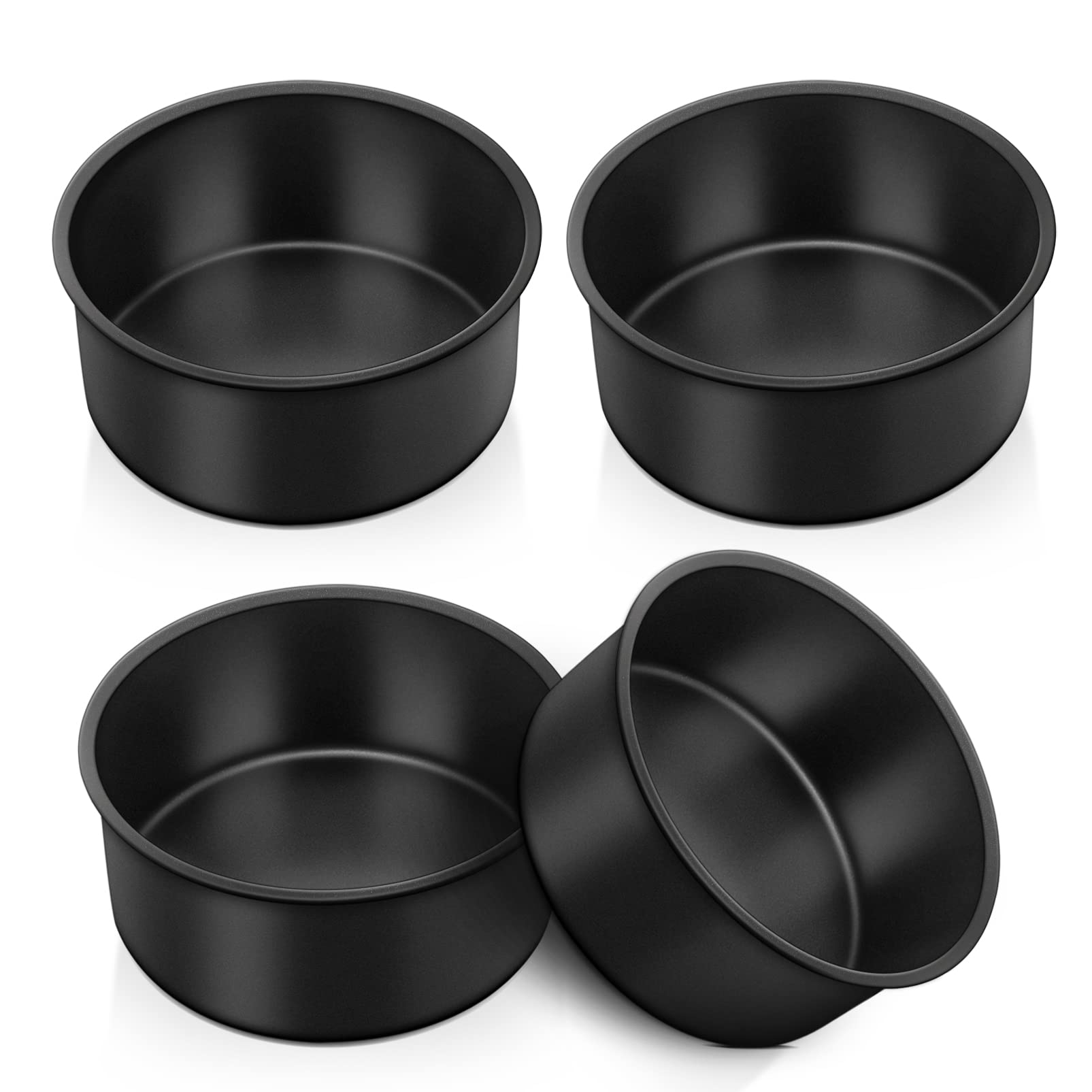 Teamfar 4 Inch Cake Pan, Mini Round Baking Layer Cake Pan Set Of 4, With Non-Stick Coating Stainless Steel Core For Birthday, Pa