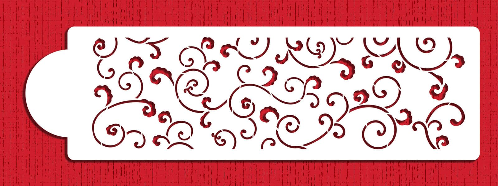 Designer Stencils Leafy Scroll Cake Stencil, Beige/Semi-Transparent