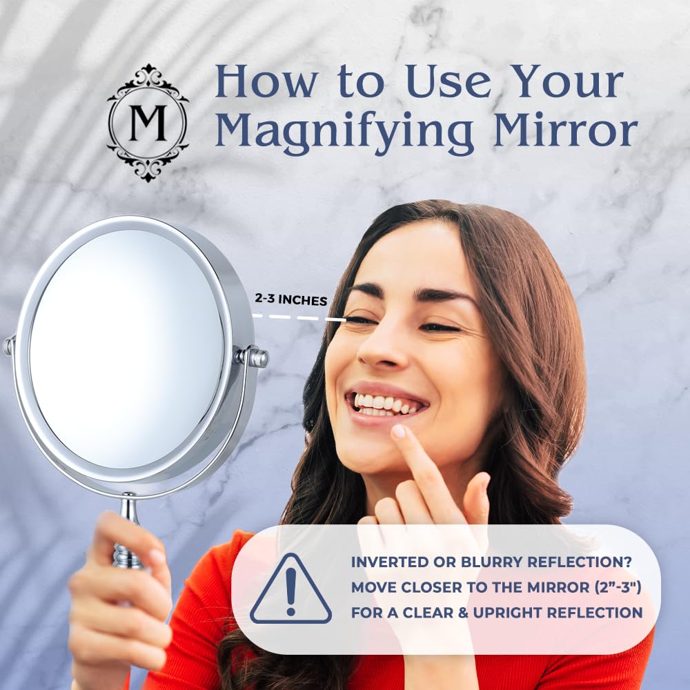 MIRRORVANA 20X Magnifying Makeup Mirror with Stand - Double-Sided 20X/1X Vanity Design for Desk, Countertop, or Bathroom Use - I