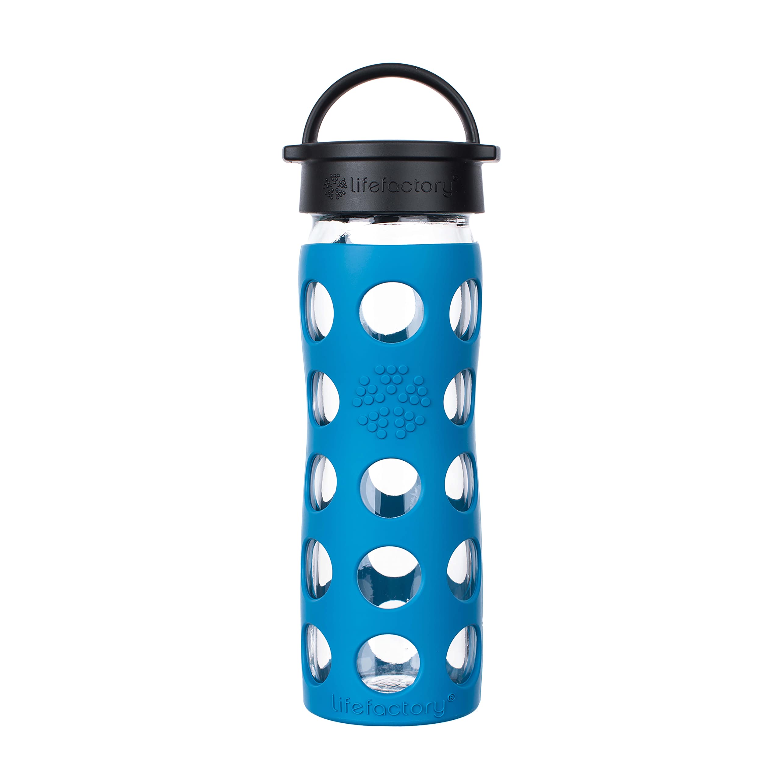 Lifefactory 16-Ounce Bpa-Free Glass Water Bottle With Classic Cap And Protective Silicone Sleeve, Teal Lake