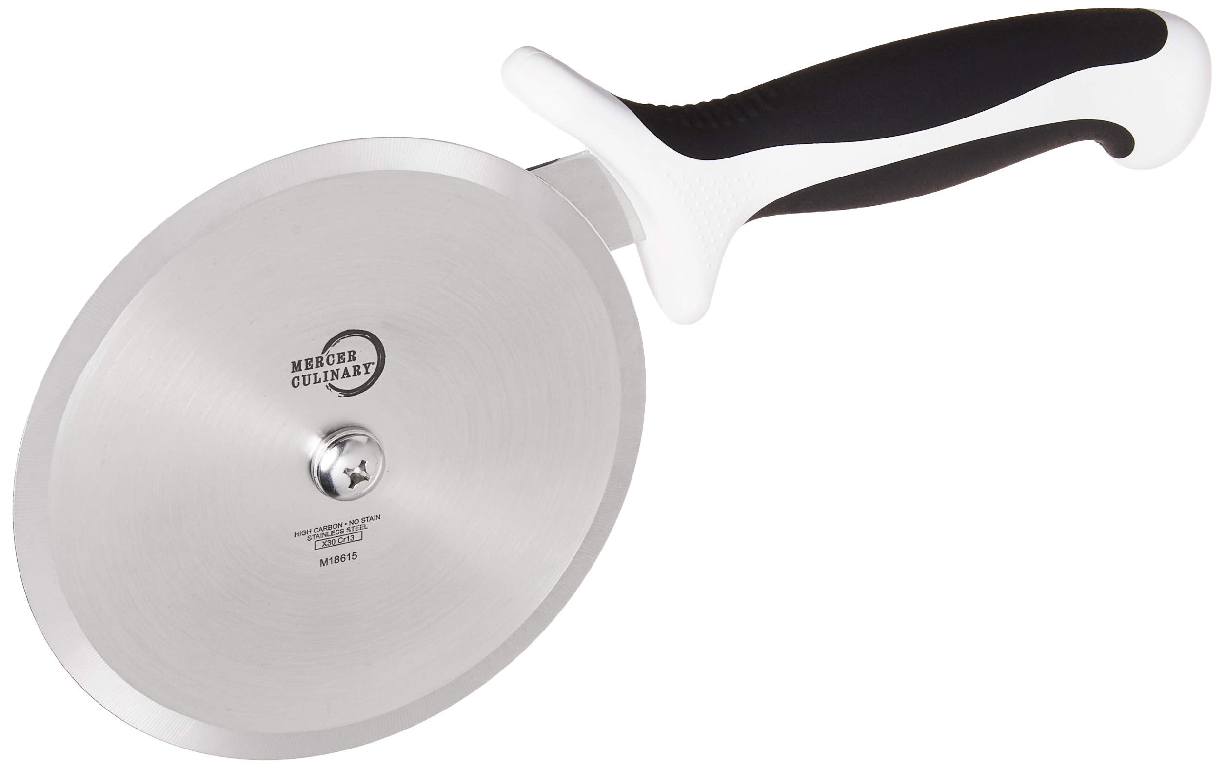 Mercer Culinary Millennia Pizza Cutter With White Handle, 5 Inch Wheel, Stainless Steel
