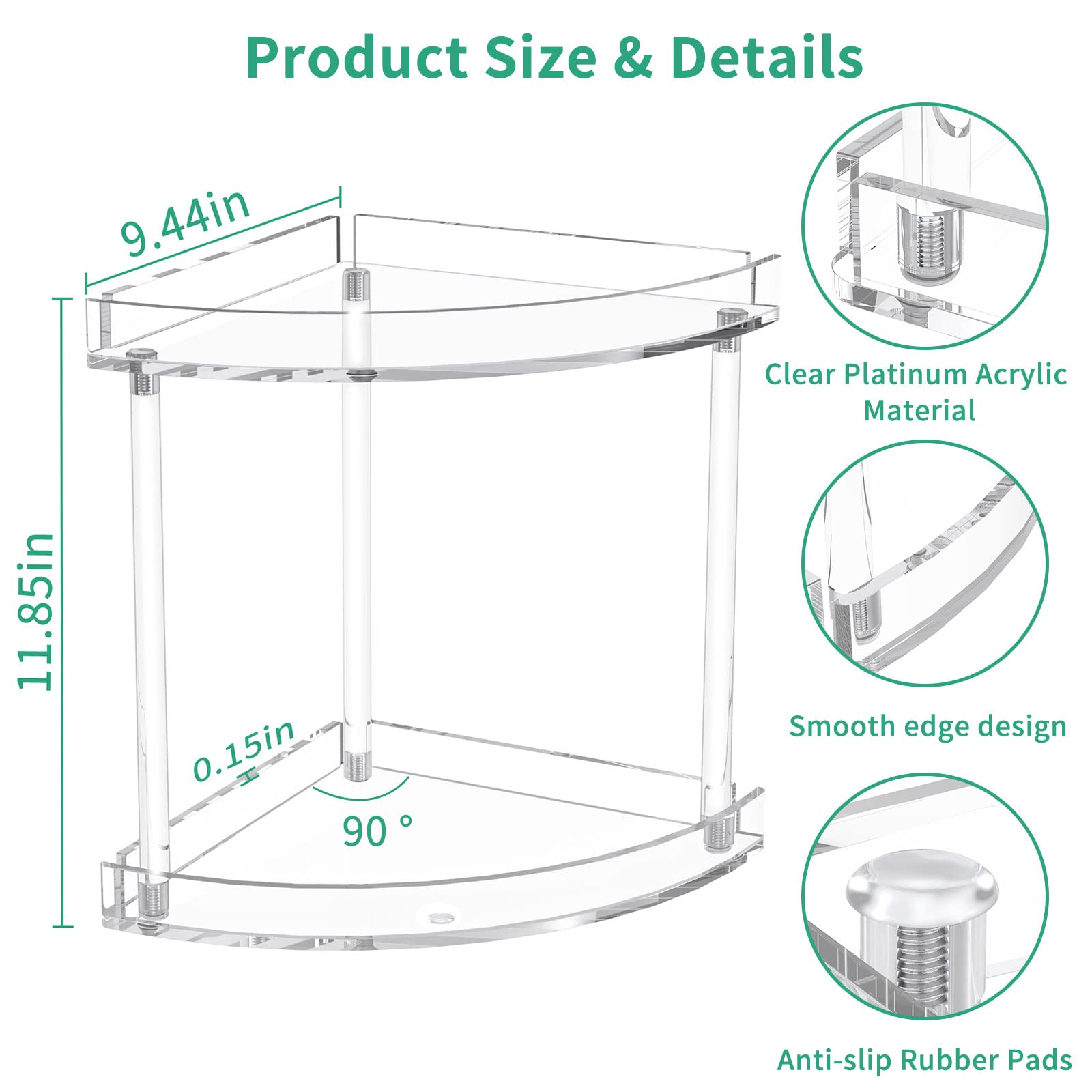 Npplus 2 Tier Acrylic Bathroom Counter Organizer, Clear Bathroom Countertop Corner Organizer, 2-Tier Corner Storage Shelf Vanity