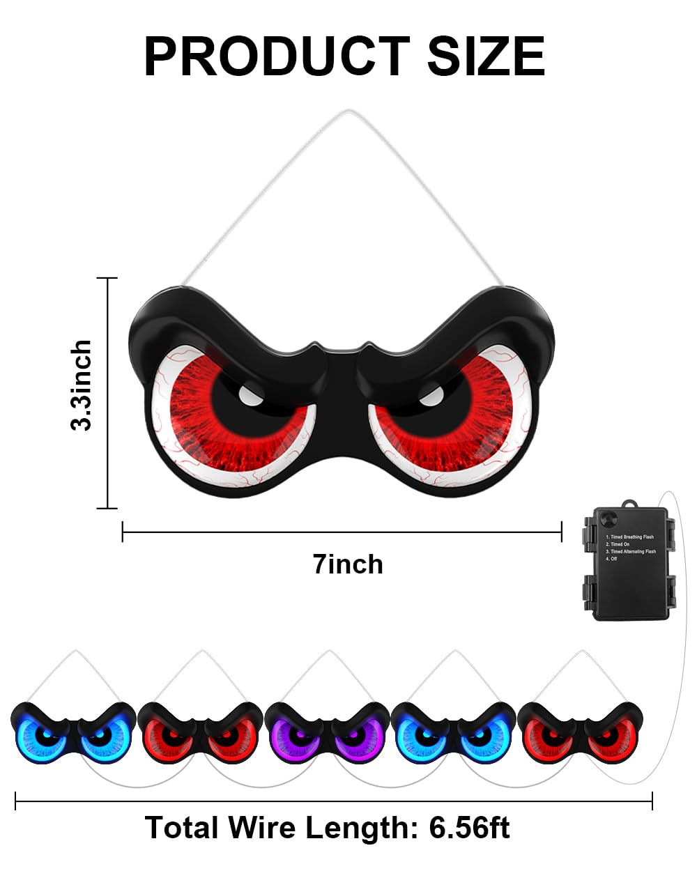 Halloween Decorations, 5 Pack Glowing & Flashing LED Eye Lights for Indoor/Outdoor Use, Bush, Yard, Window, Party