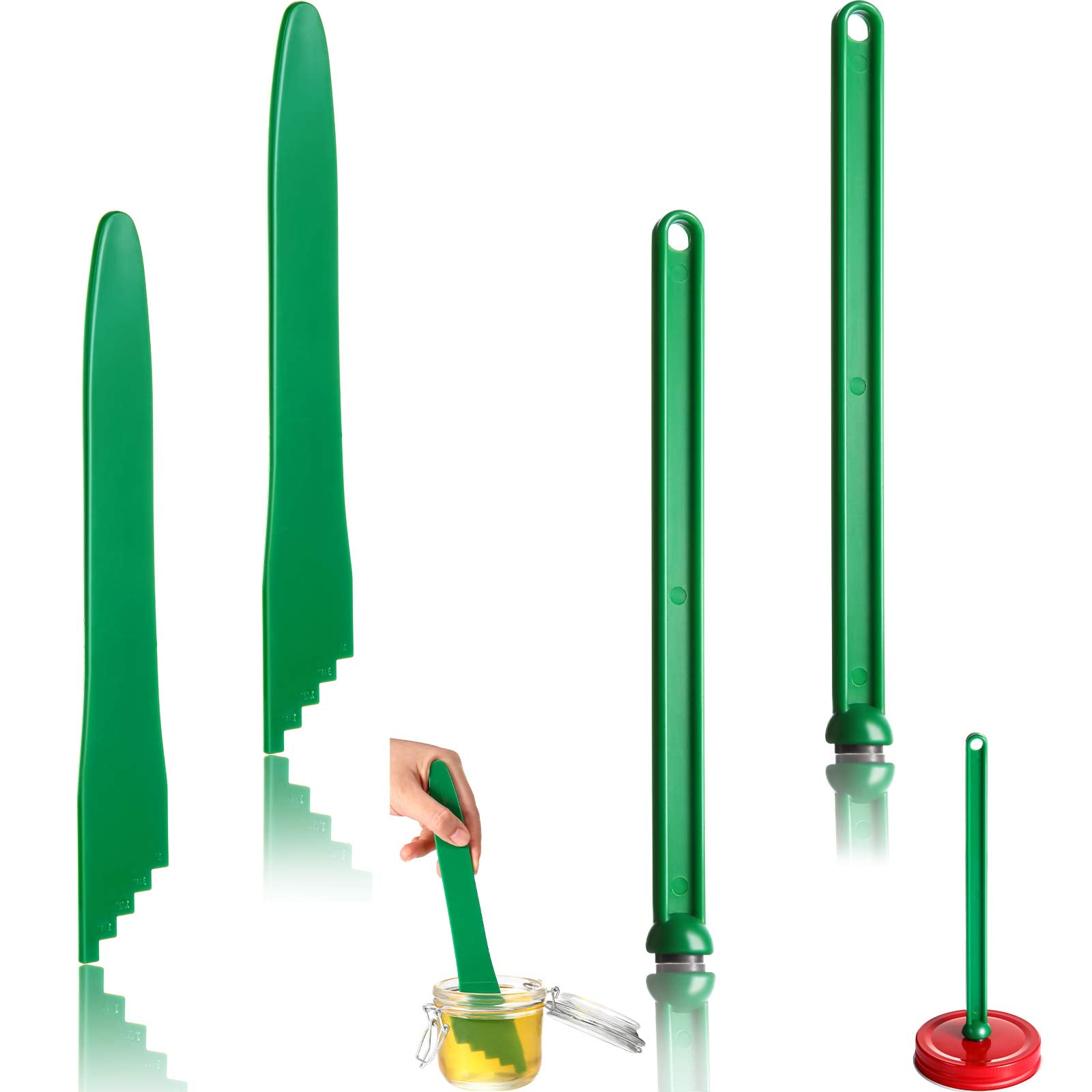 4 Pieces Canning Tools Kit, 2 Pieces Magnetic Lid Lifter Jar Lid Lifter and 2 Pieces Canning Bubble Bubble Remover Measurer Cann