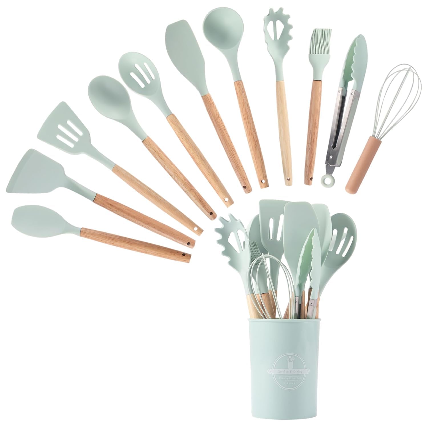 Qurix9 12 Pcs Silicone Kitchen Utensil Set With Holder, Heat Resistant Non Stick Cooking Tools, Multi Colour Kitchen Accessories