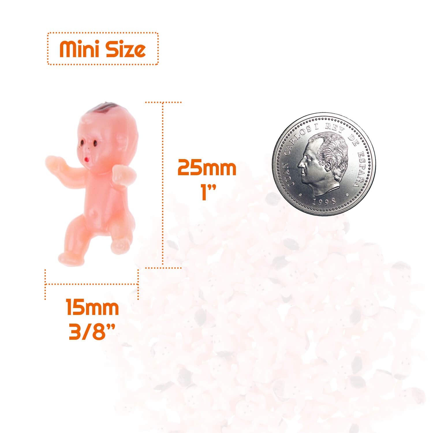 selizo Mini Plastic Babies  100pcs Tiny Plastic Babies Small Baby King Cake Babies for Ice Cubes Baby Shower Game (1 Inch)