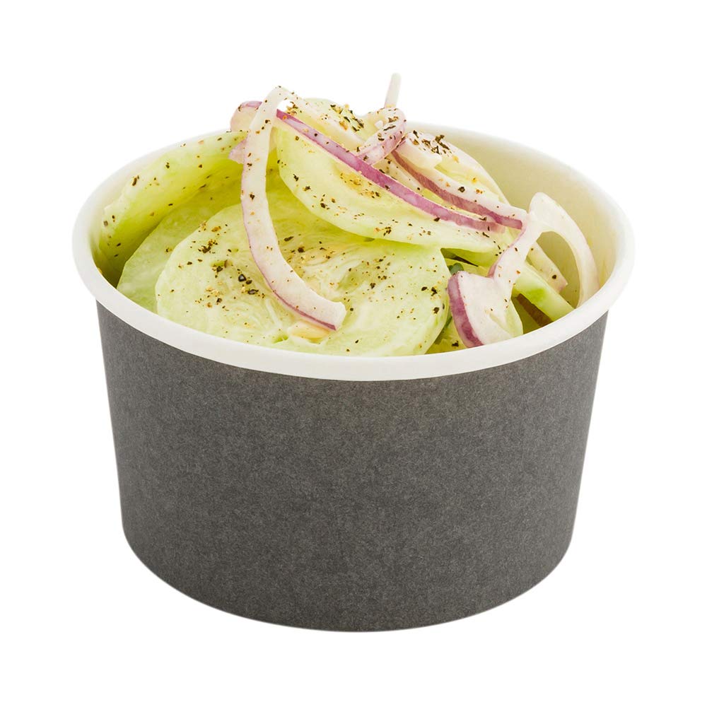 Restaurantware Coppetta 12 Ounce Ice Cream Cups, 200 Disposable Treat Cups - For Hot & Cold Foods, Leakresistant, Gray Paper Chi