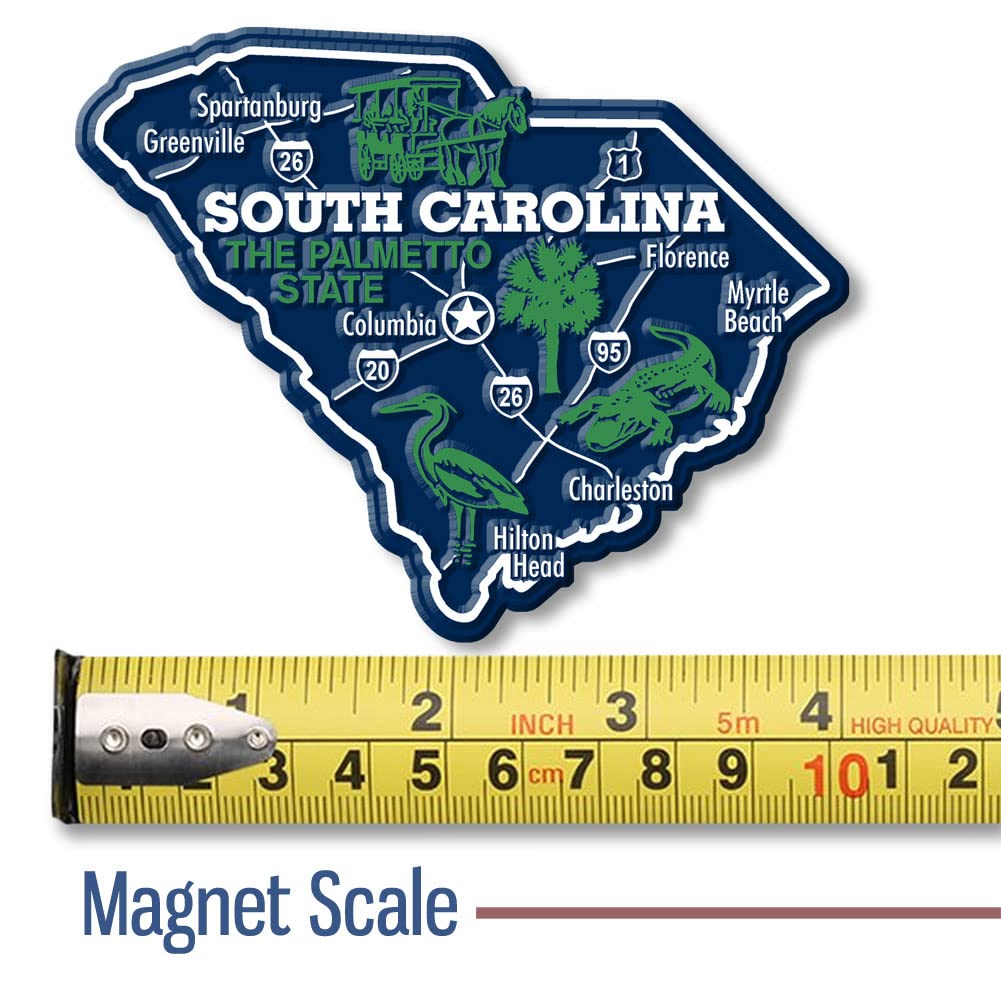 South Carolina Giant State Magnet By Classic Magnets, 4.1'' X 3.2'', Collectible Souvenirs Made In The Usa