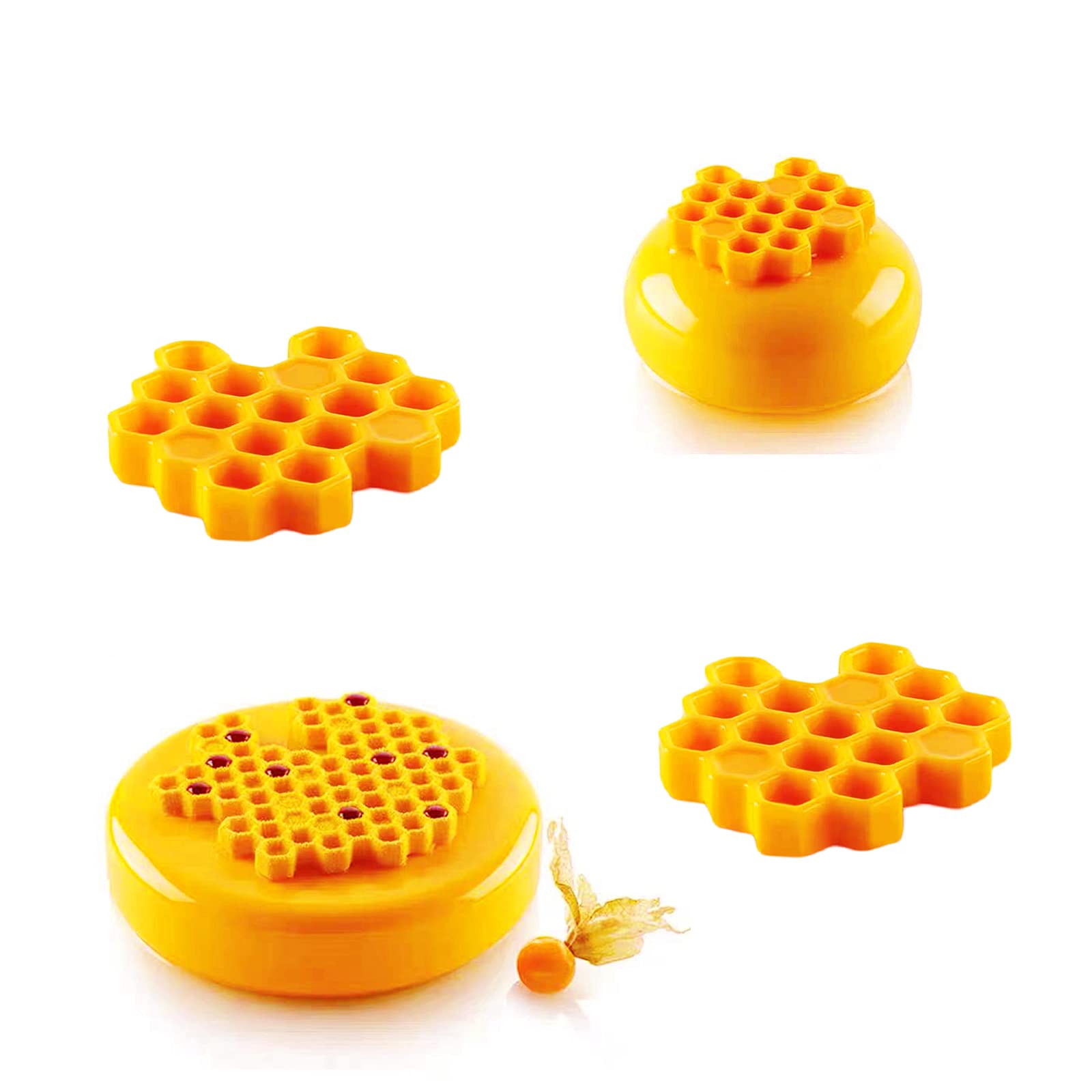 3 Packs 7 Cavity Bumble Bee Silicone Mold Honeycomb Bees Silicone Chocolate Molds Silicone Bee Fondant Mold Beehive Silicone Bak