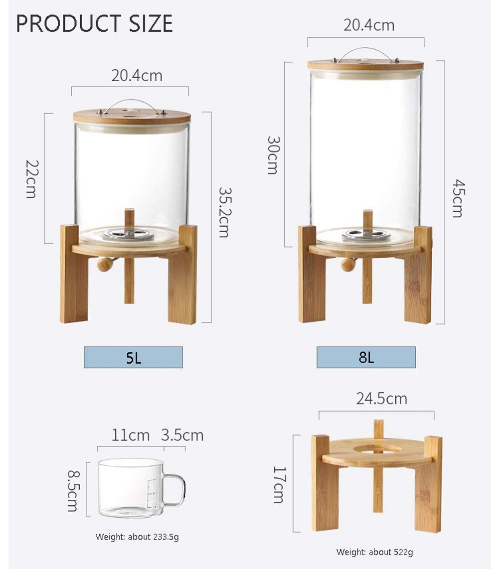 Flour And Cereal Container, 5L/8L, Rice Dispenser, Creative Glass Food Storge Container For Kitchen Organization And Pantry Stor