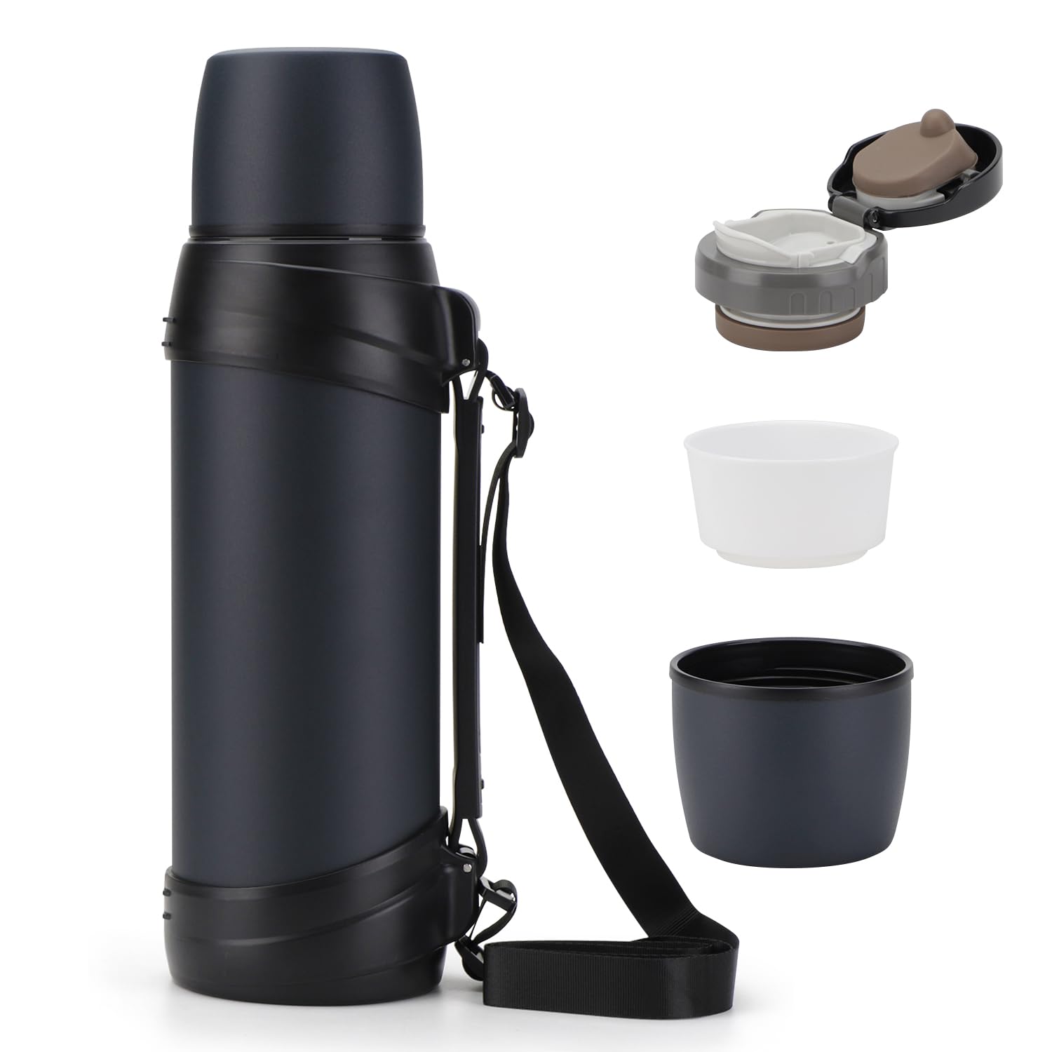 84oz/2.5L Large Coffee Thermoses for Travel Stainless Steel Large Flask with Handle for Hiking Fishing Camping