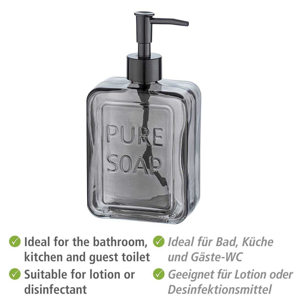 Wenko Peanut Beige Liquid Soap Dispenser Capacity 0.24 L, Gray, 1