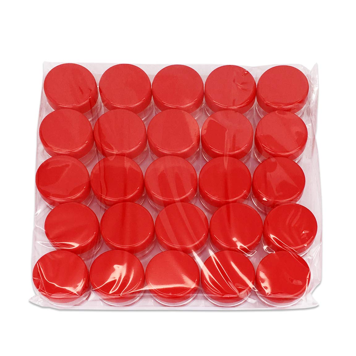 Beauticom (Quantity: 25 Pieces) 5G/5Ml Round Clear Jars With Red Lids For Lotion, Creams, Toners, Lip Balms, Makeup Samples