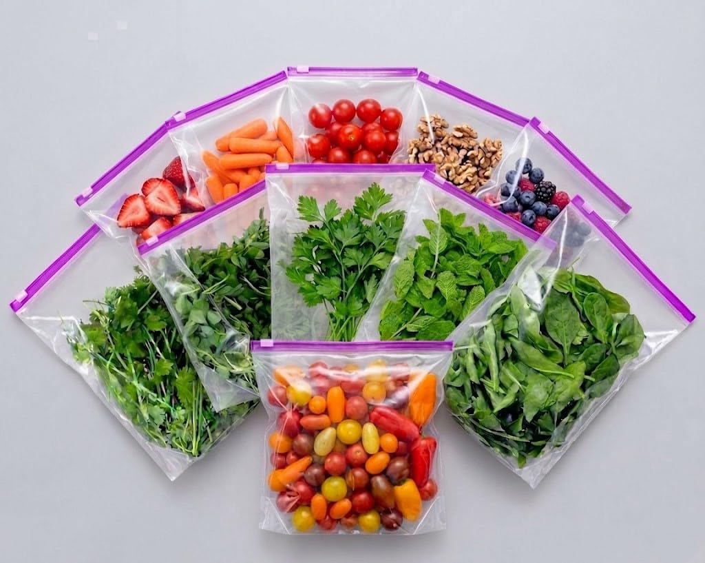 Reusable Herb Saver Bags For Refrigerator, With Slider Zipper, For Cilantro, Parsley, Mint, Spinach, Fresh Vegetable Keeper, (Pa