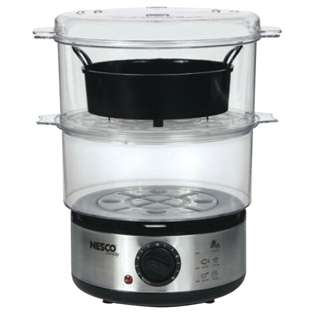Nesco ST25F, Food Steamer, 5 quart, 400 watts, Black/Clear