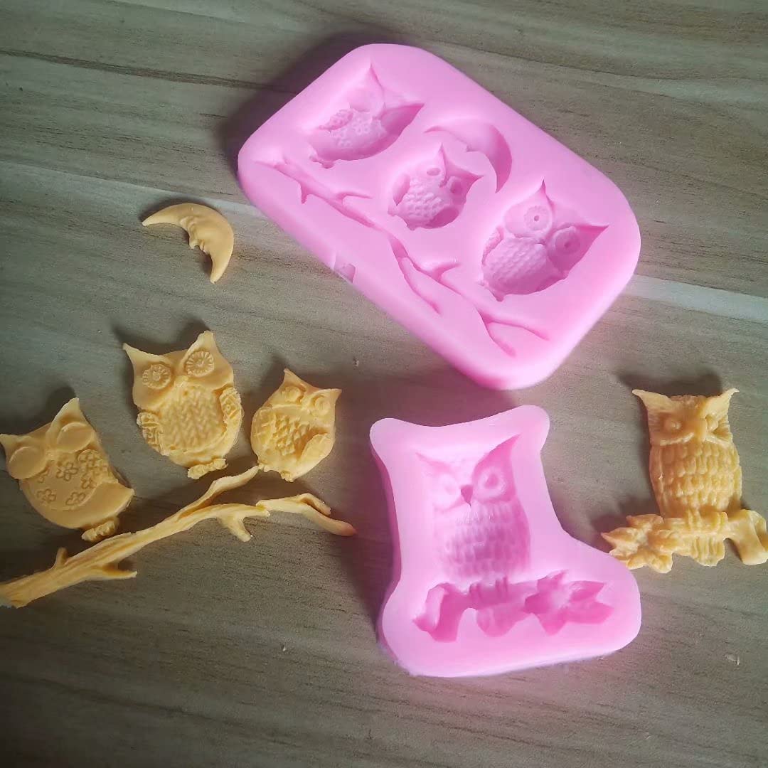 Cestony Owl And Moon Silicone Molds For Diy Cake Fondant Biscuit Cookies Soap Sugar Pudding Chocolate Hard Candies Dessert Candl