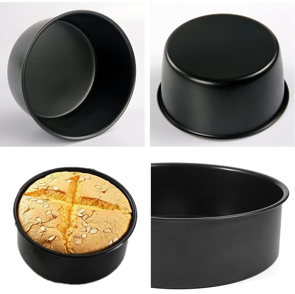 Xzjmy 2 Pack 5 Inch Black Cake Pan, Mini Cake Pan, Round Aluminum Cake Pan, Used For Family Gatherings To Bake Mini Cake Pizza,
