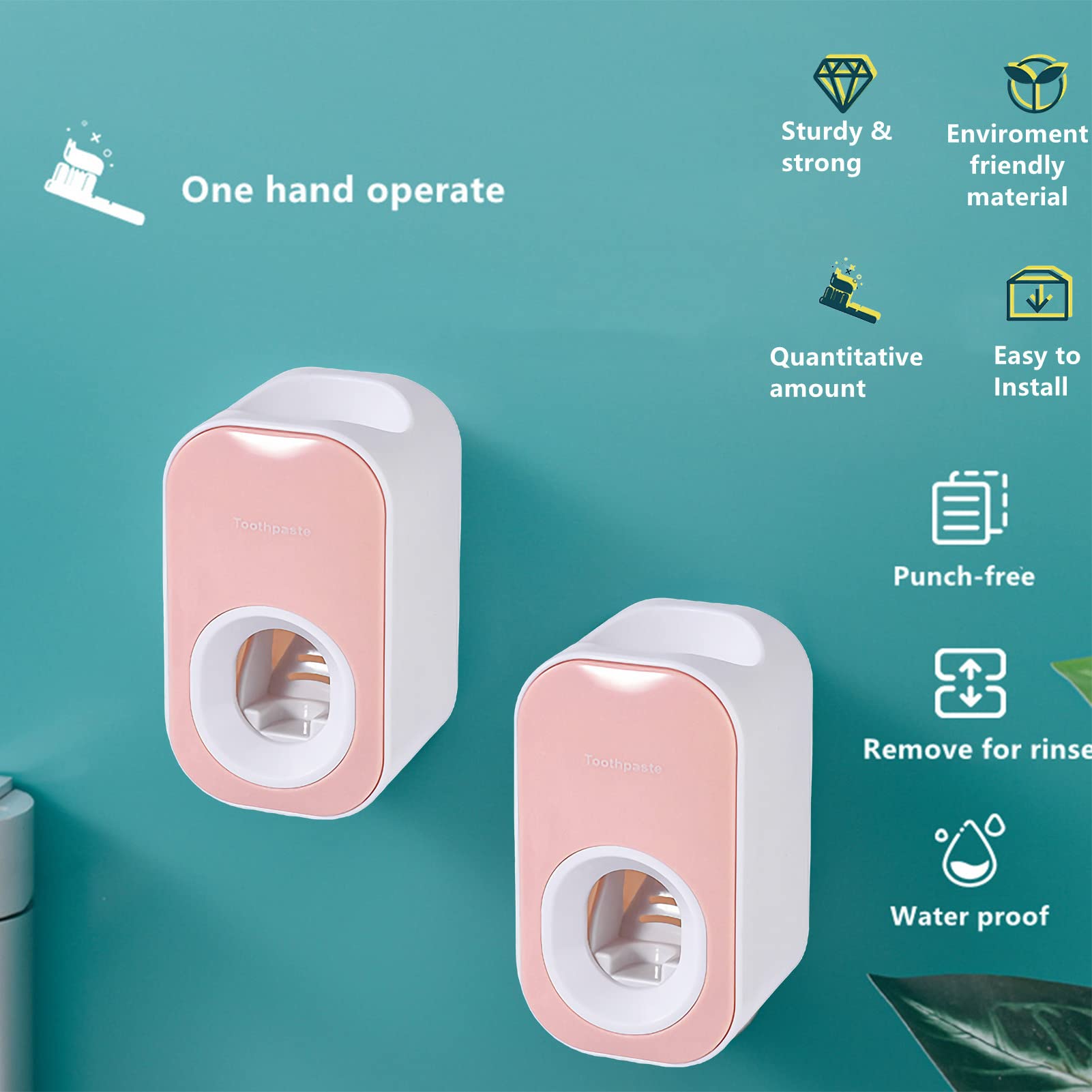 Automatic Toothpaste Dispenser Wall Mounted for Bathroom Toothpaste Squeezer for Kids & Family Shower by Mr. Thumbs(1pc Pink)