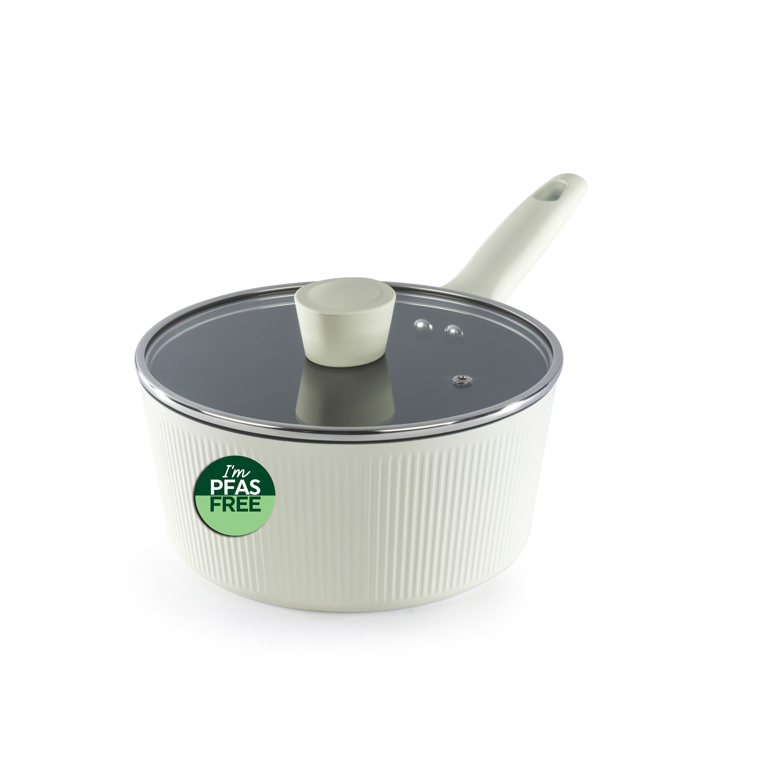 Russell Hobbs Cte Ceramic 20cm Saucepan  Forged Aluminium Body with PFASFree NonStick Coating, SoftTouch Handle, Glass Lid, 