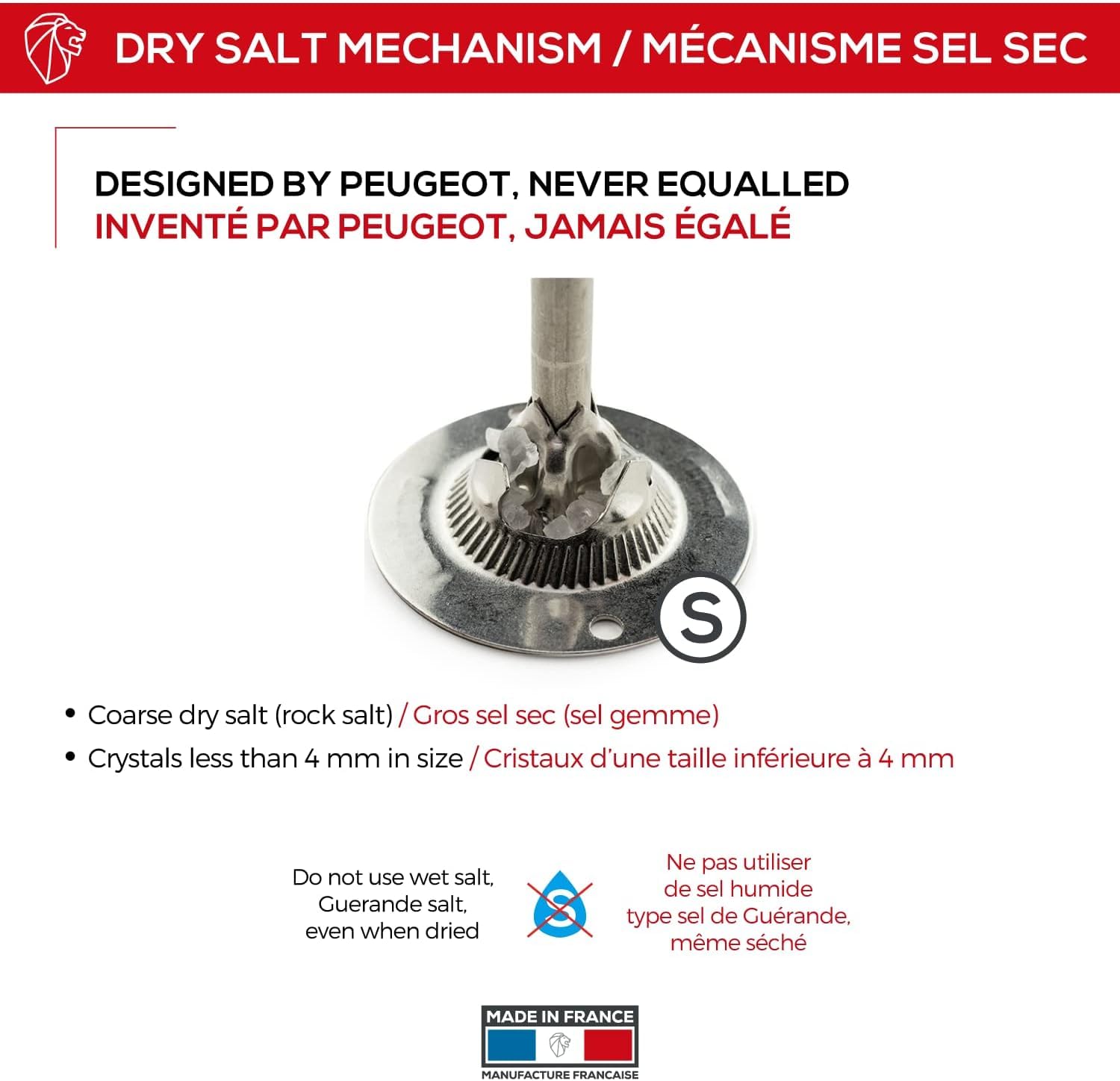 Peugeot - Paris Uselect Manual Salt Mill - Adjustable Grinder - Beechwood, Graphite Finish