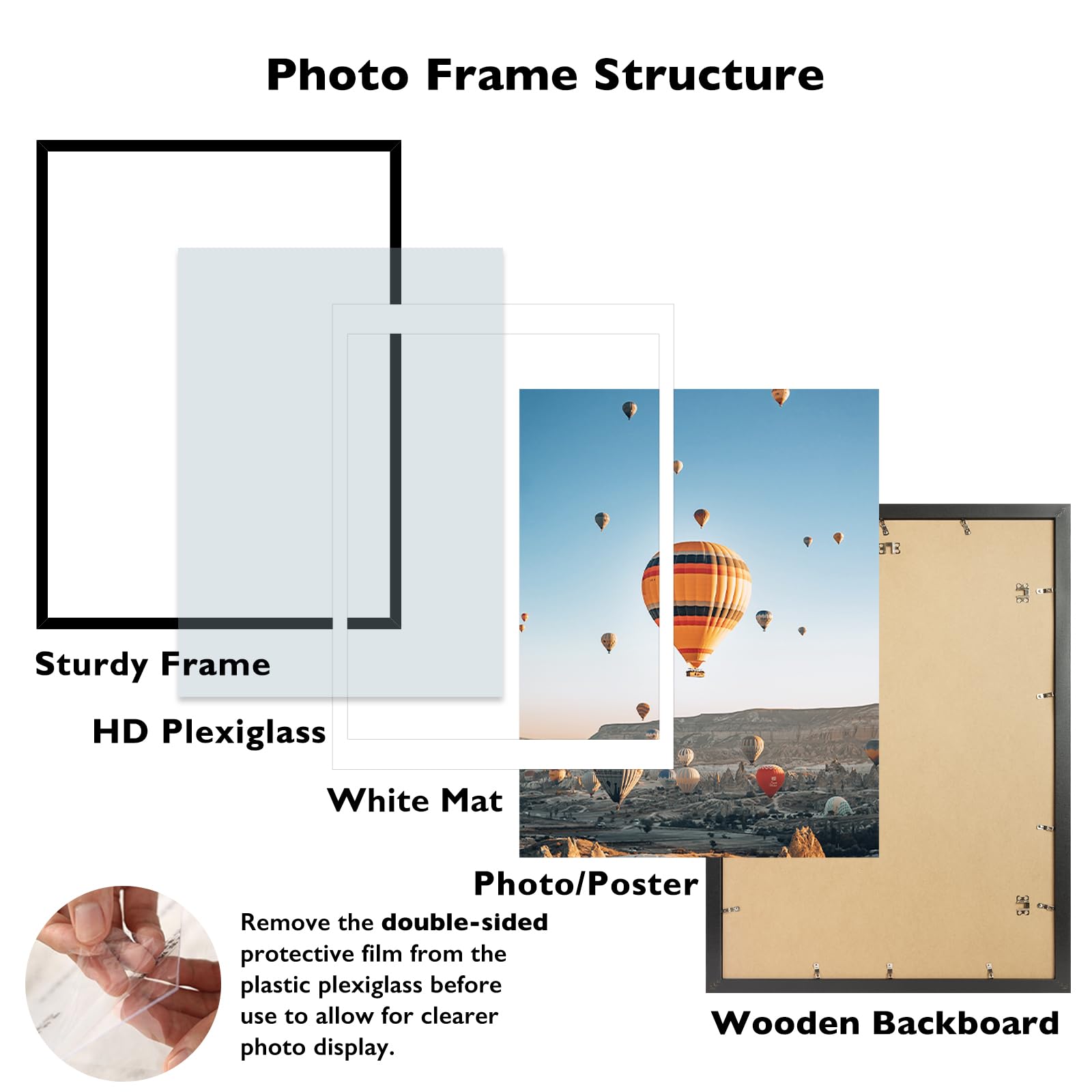 JCJMY 19.7x27.6 Puzzles Frame for 50x70 cm Puzzle Poster Photo Picture, Display 18x24 with Mat or 19.7 x 27.6 without, Wall Hang