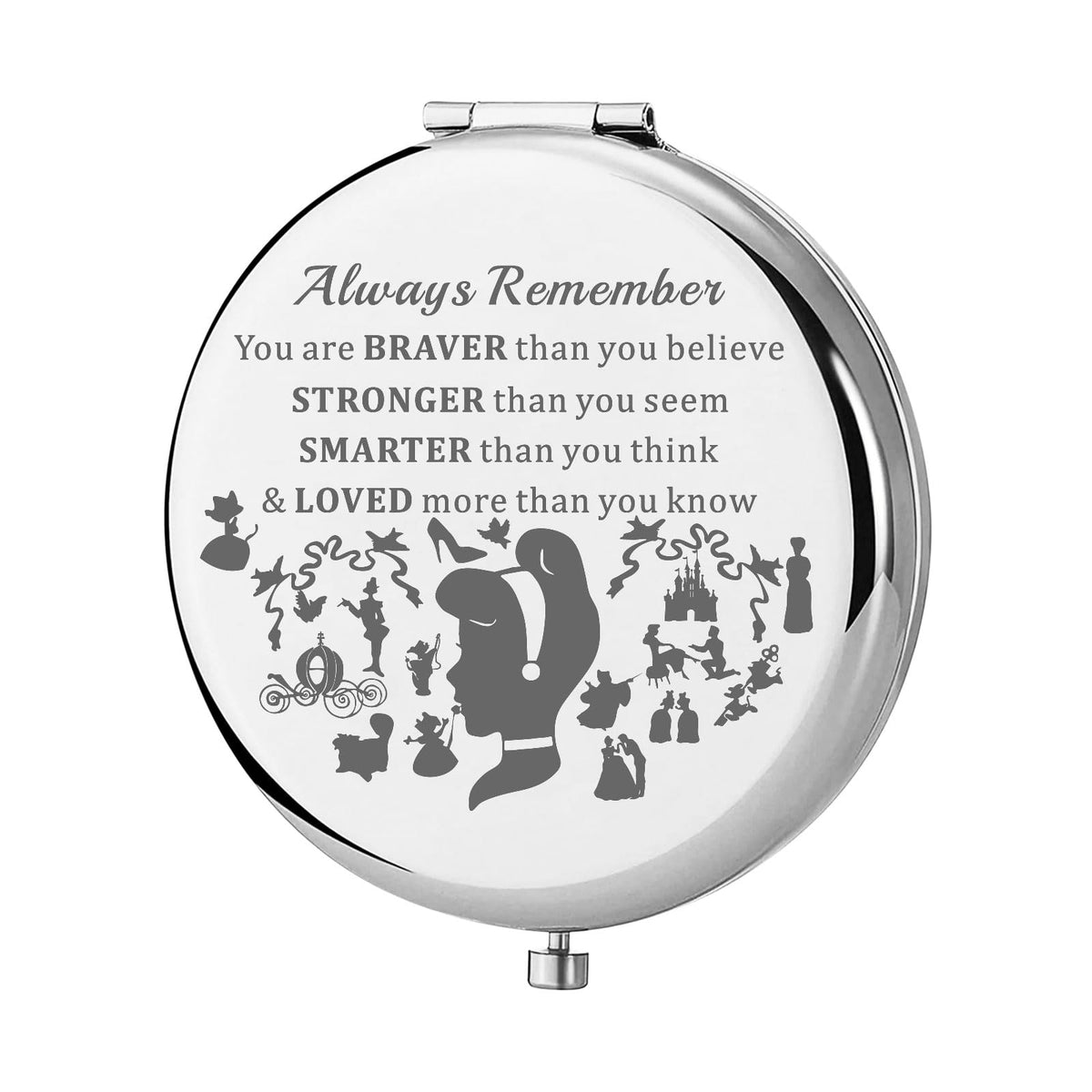 Keychin Princess Blue Dress Pocket Fairy Tale Fans Gifts You Are Braver Stronger Smarter Than You Think Compact Mirror For Women