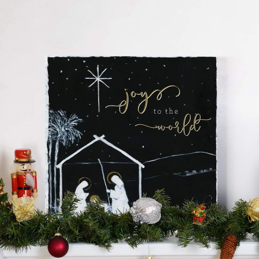 Renditions Gallery Christ In A Manger Wall Art, Religious Christmas, Jesus, Mary, And Joseph, Joy To The World, Premium Gallery