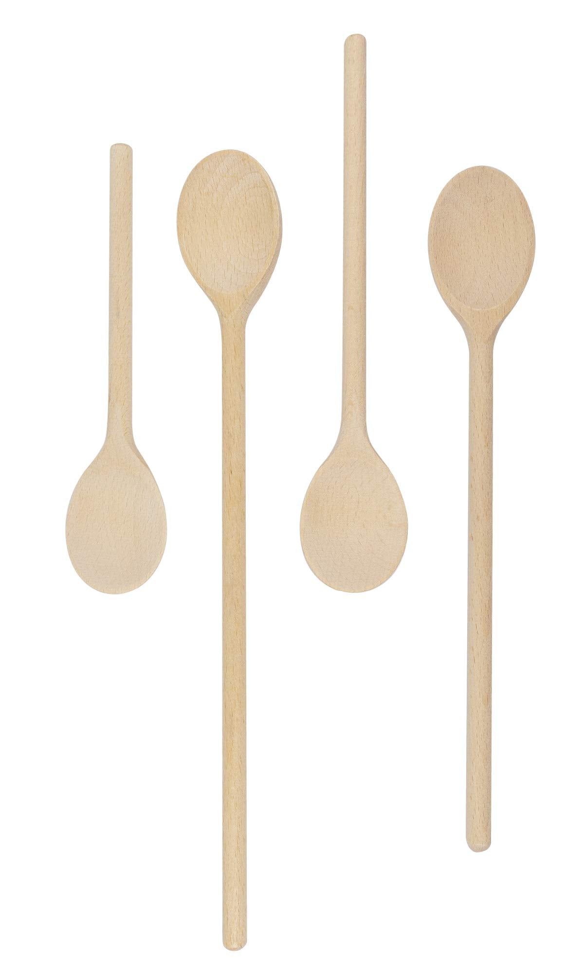Bicb Wooden Cooking Oval Spoons - 8   , 10   , 12   , 14    Long Mixing Set - Solid Beechwood Cookware - Perfect For Stirring, M