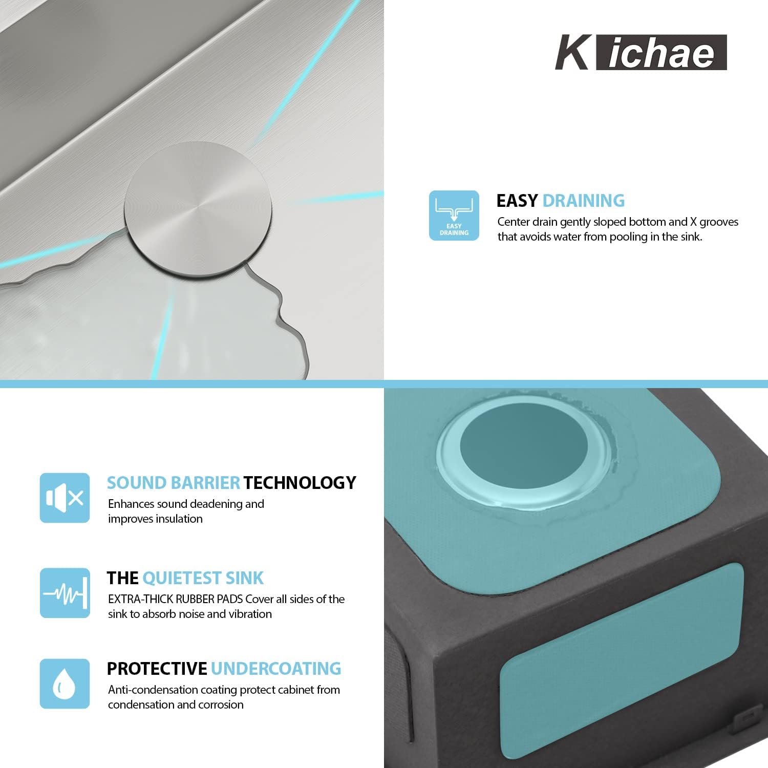 Kichae Drop In Kitchen Sink Bar Sink- 15X15 Drop Kitchen Sink Topmount Stainless Steel Single Bowl Ledge Workstation Bar Prep Si